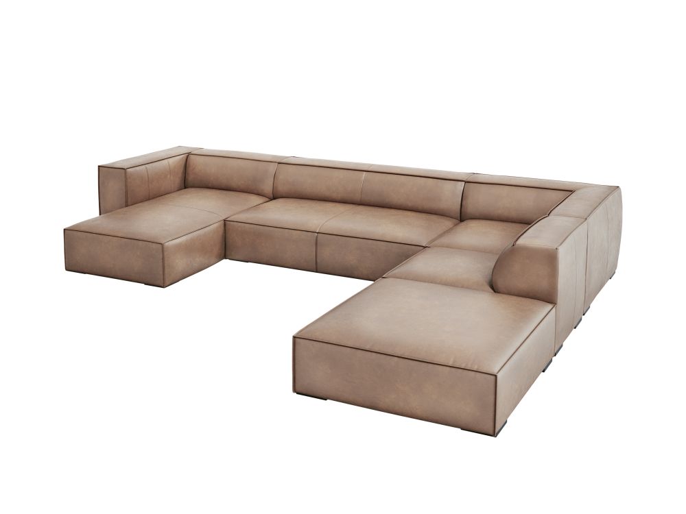Cosmopolitan Design Panoramasofa Turin 6-Sitzer 365 cm Leder Granada Dunkelbeige Rechts
