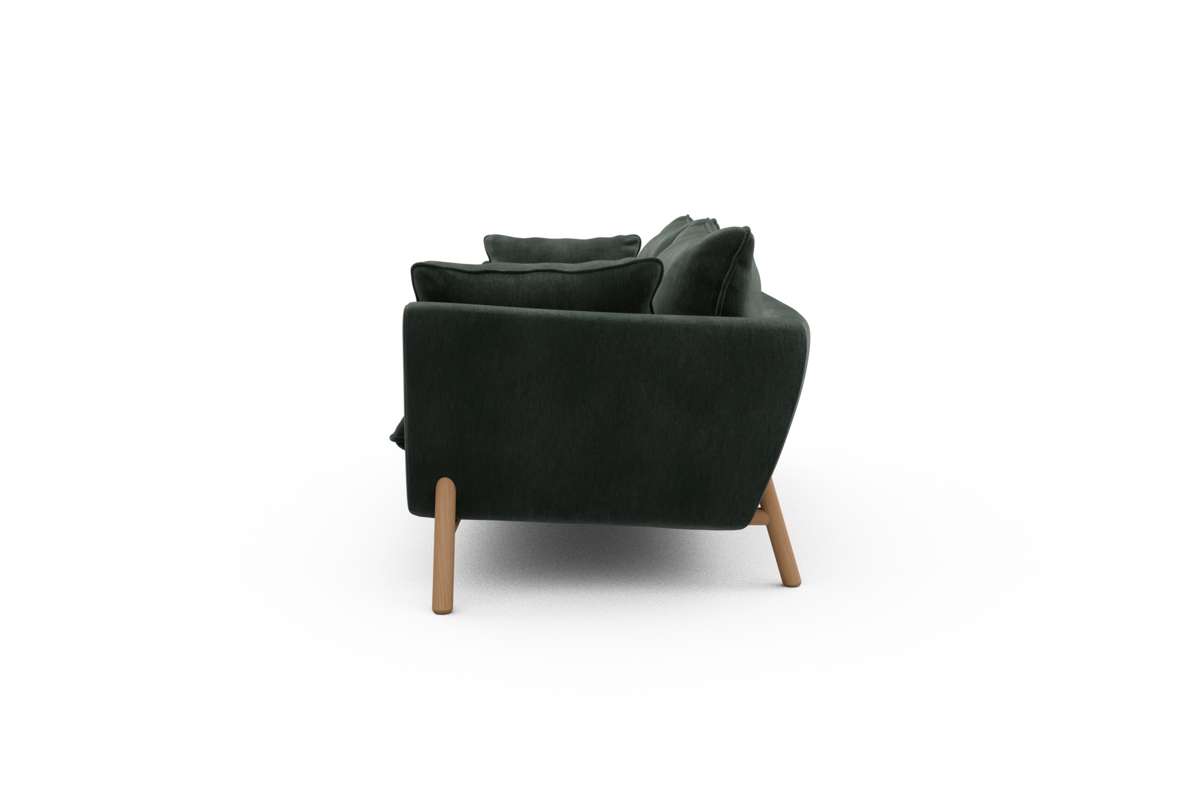 Sofa Emil PREMIUM 3-Sitzer Beinfarbe Eiche Natur Smooth-Laurel-Green