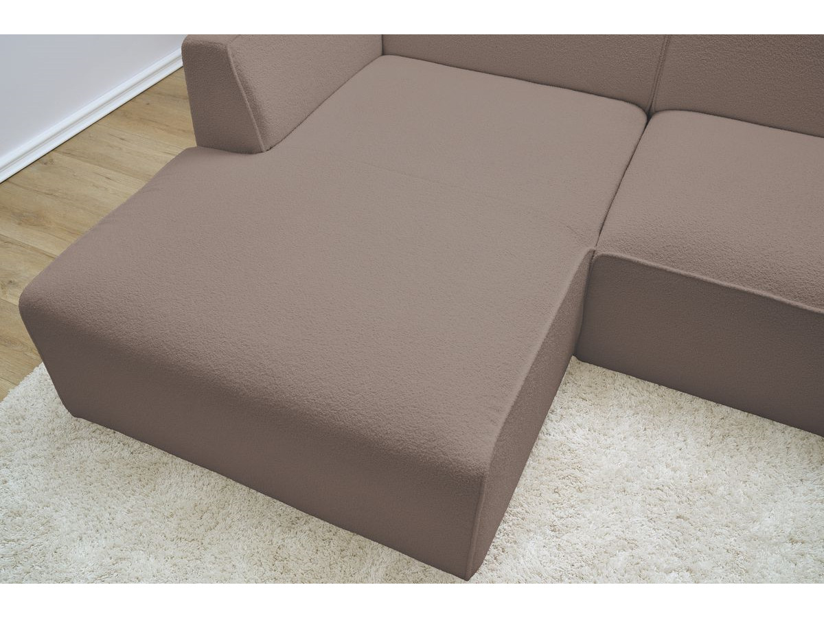 Bobochic Megeve Ecksofa Bouclé-Stoff Braun Ecke links