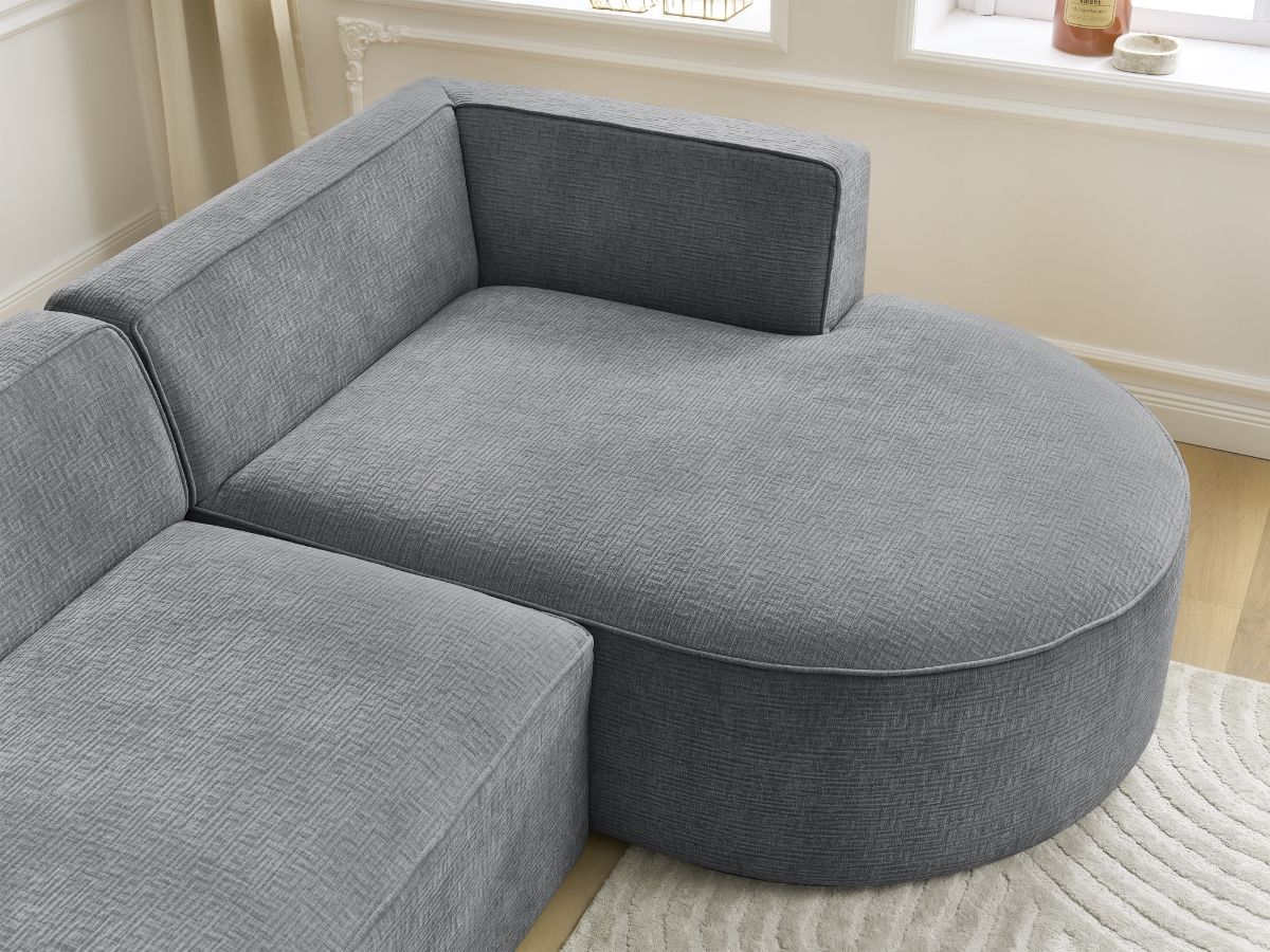 Bobochic Rousseau Ecksofa Strukturstoff Dunkelgrau Ecke rechts