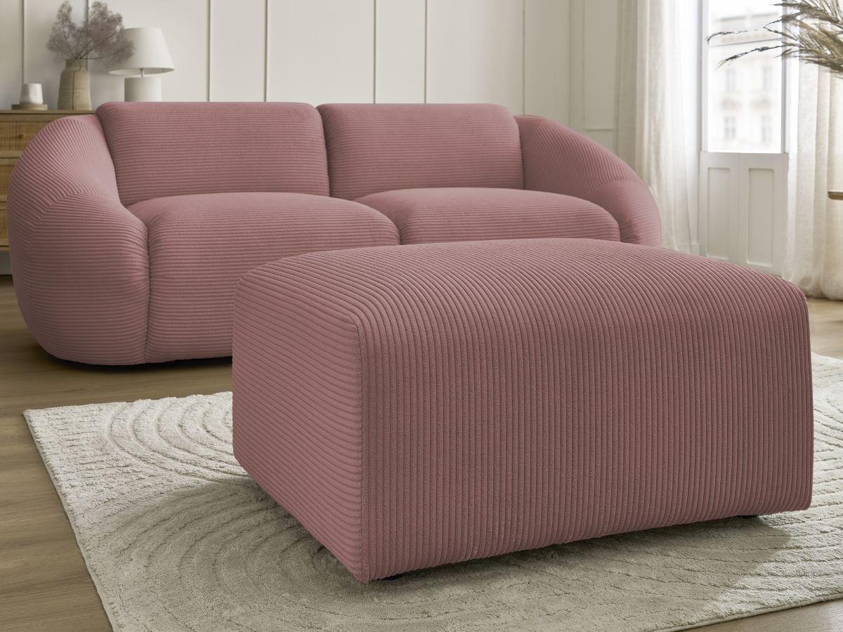 Bobochic Tina Sofa 3-Sitzer mit Pouf Cordsamt Rosa