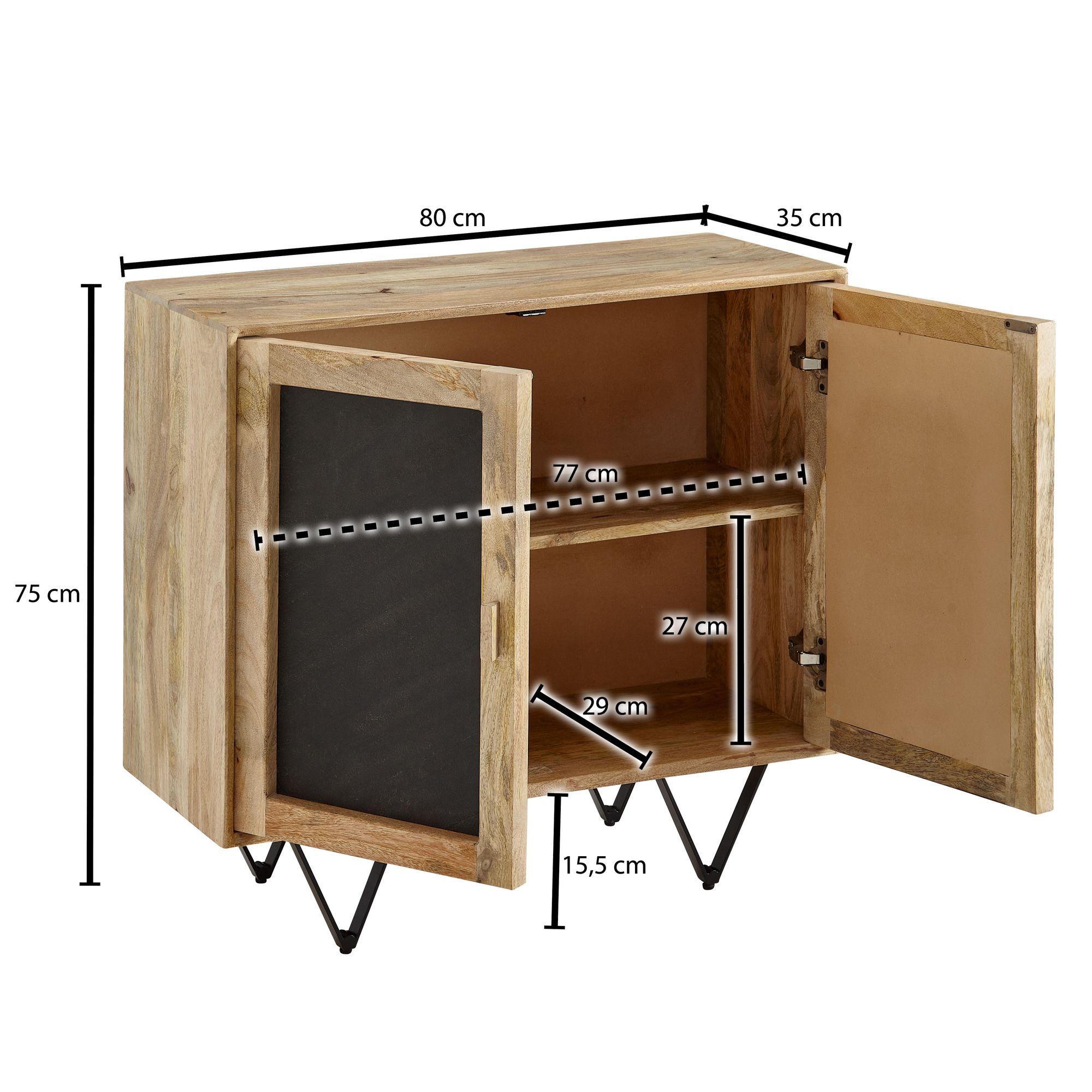 Sideboard Selvogur Mango Massivholz 80 × 35 × 75 cm