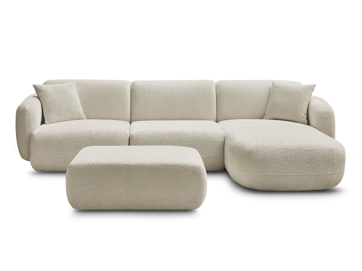 Bobochic Anda Ecksofa mit Pouf 292 × 163 cm Chenille Beige Ecke rechts