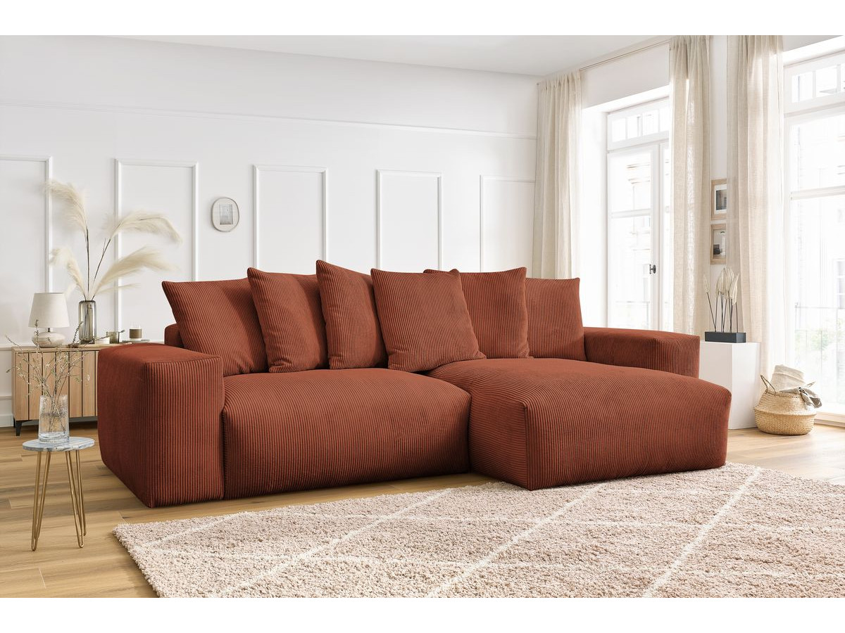 Bobochic Voltaire Ecksofa 310 × 174 cm Cordsamt Orange