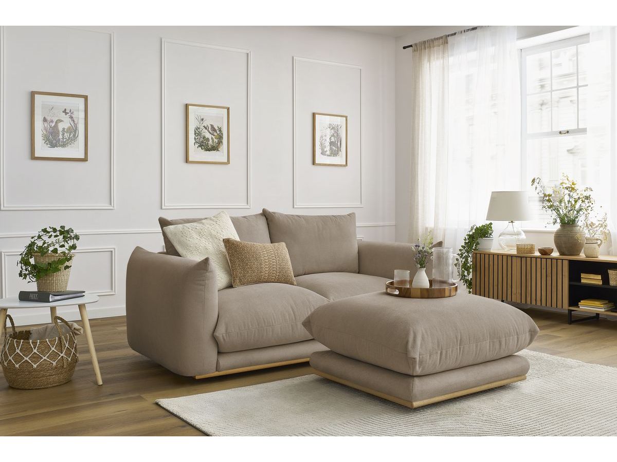 Bobochic Ernest Sofa 3-Sitzer mit Pouf 193 × 106 cm Stoff Taupe