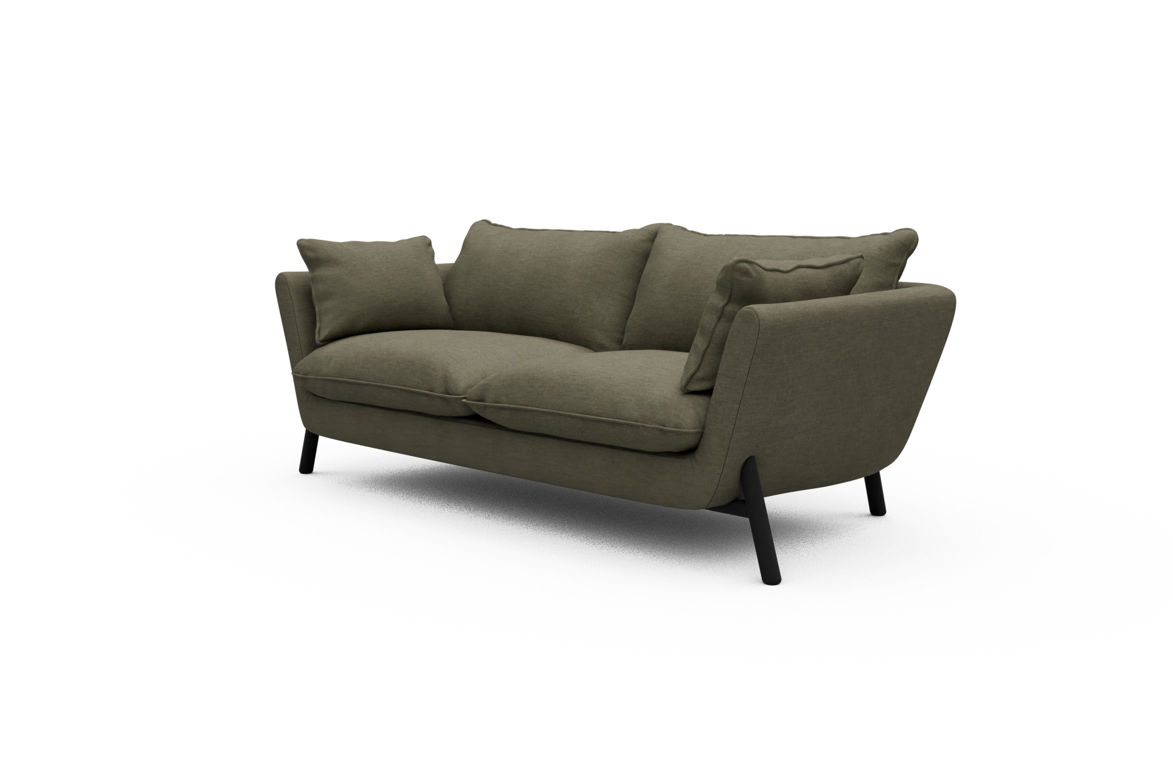 Sofa Emil PREMIUM 2-Sitzer Beinfarbe Eiche Schwarz Vivus-Dusty-Olive