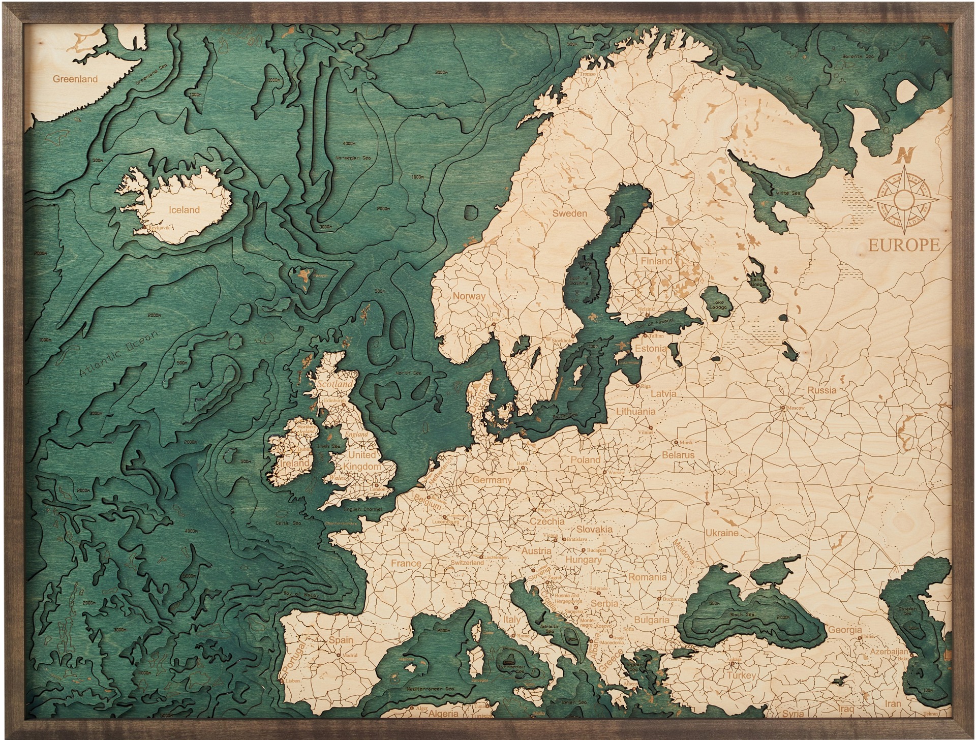 Cutting Brothers 3D Holz-Wandkarte Europa Europe 81 x 61 moebelfaktor