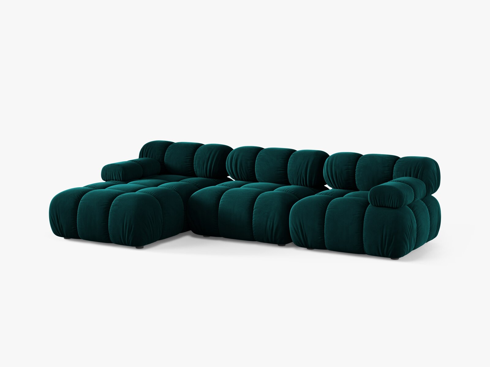 Micadoni Modulares Ecksofa Bellis 4-Sitzer Links Samt Venus Dunkel Petrol