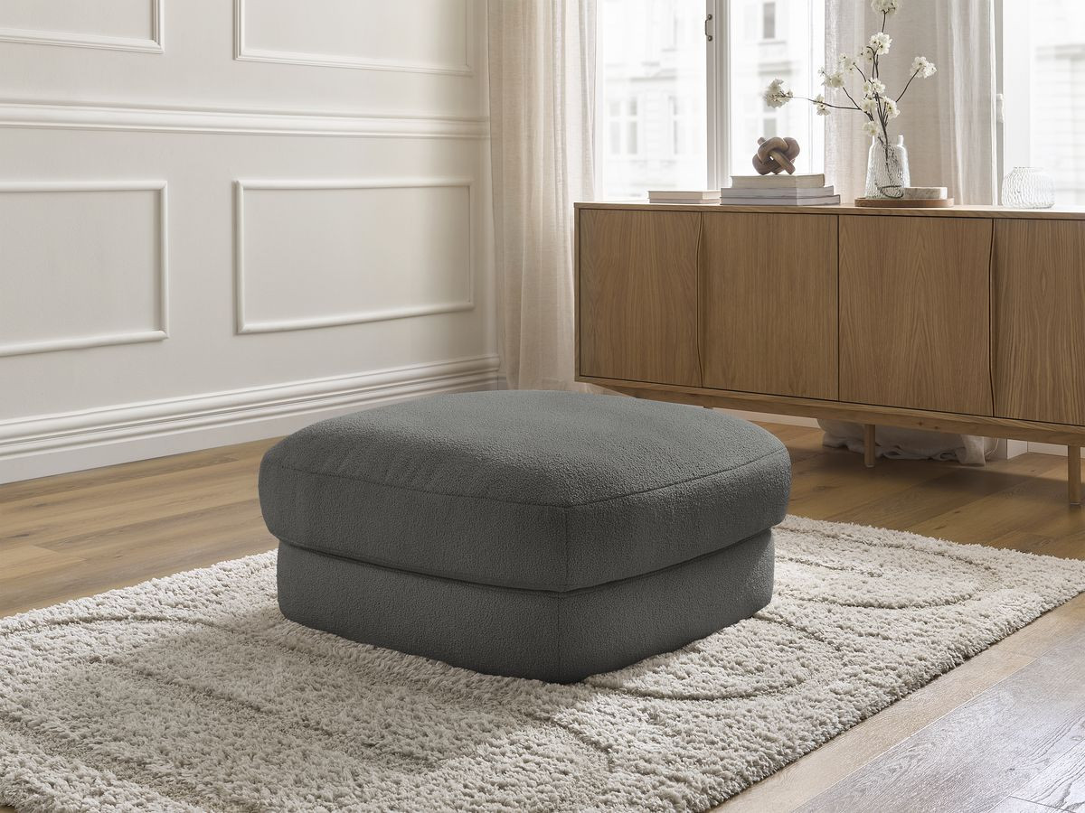 Bobochic Leonore Pouf Bouclé-Stoff Dunkelgrau