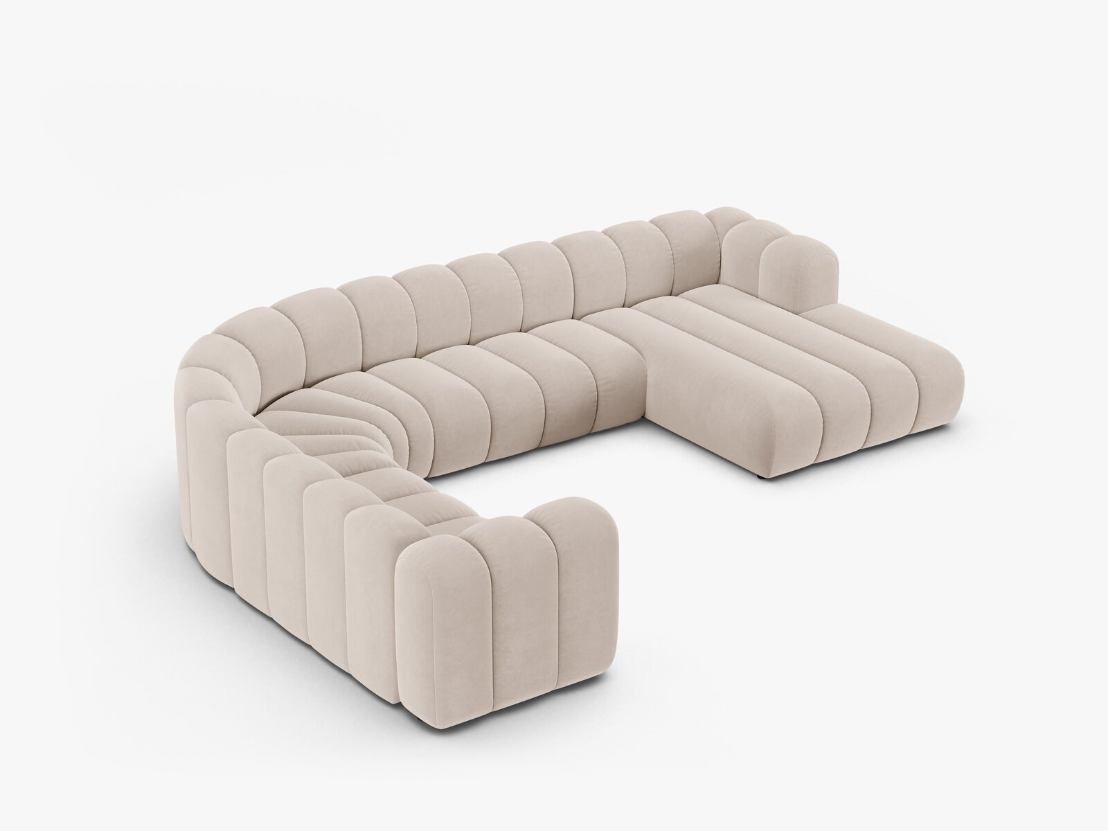 Micadoni Modulares Panorama Ecksofa Lupine 6-Sitzer Samt Venus Helles Beige Links
