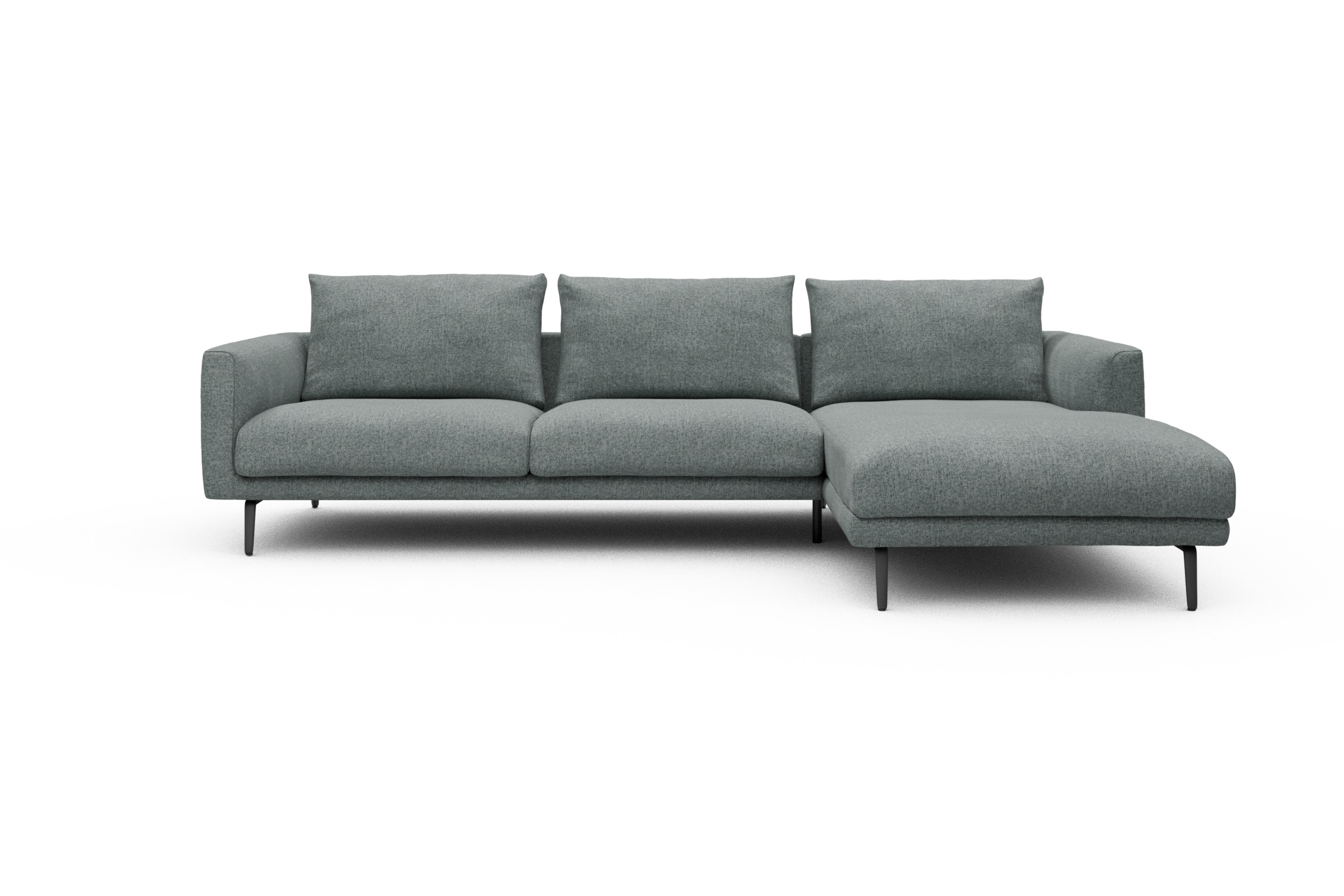 Skandi Home Ecksofa Karl Chaiselongue rechts mit 2,5-Sitzer Casone-Light-Mixed-Green moebelfaktor