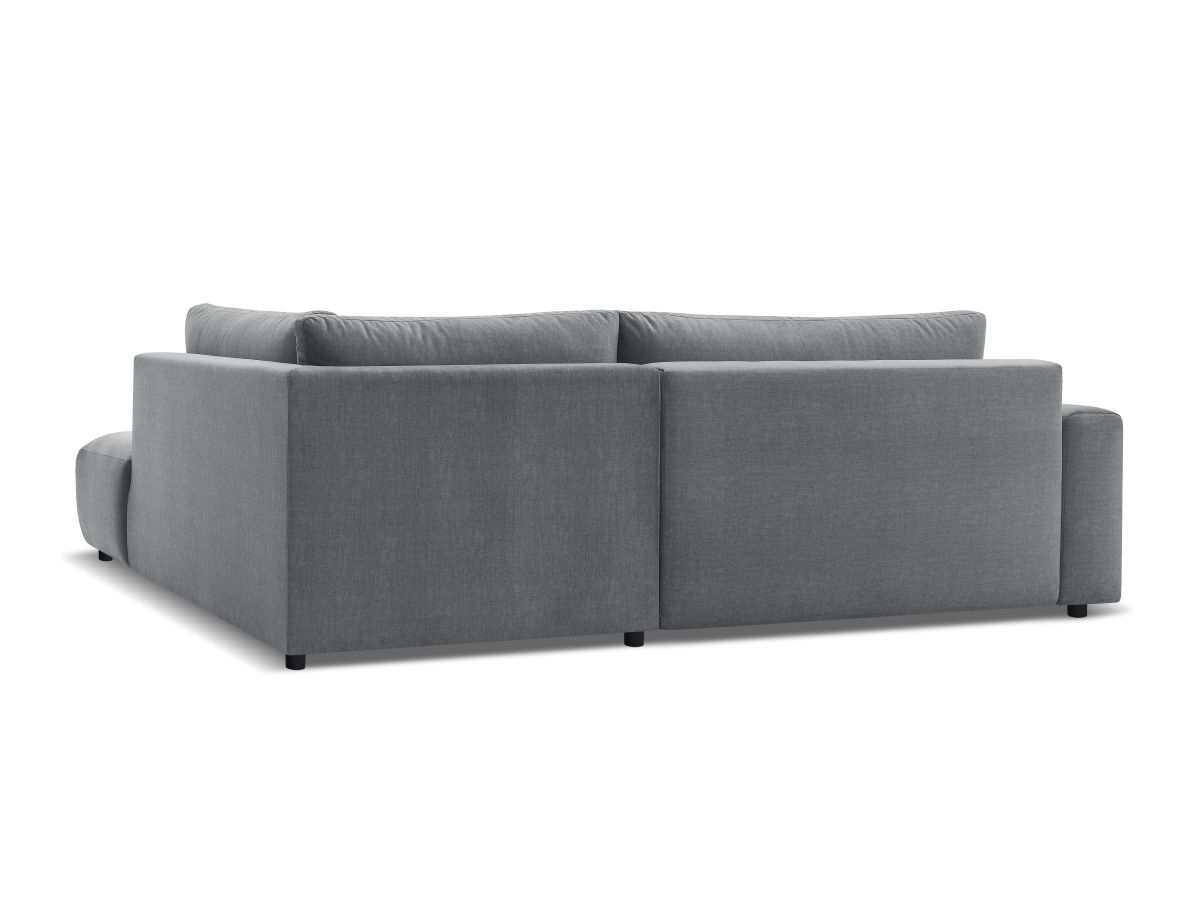 Bobochic Arsene Ecksofa mit Schlaffunktion und Bettkasten und Pouf 277 × 200 cm Samt Dunkelgrau Ecke rechts