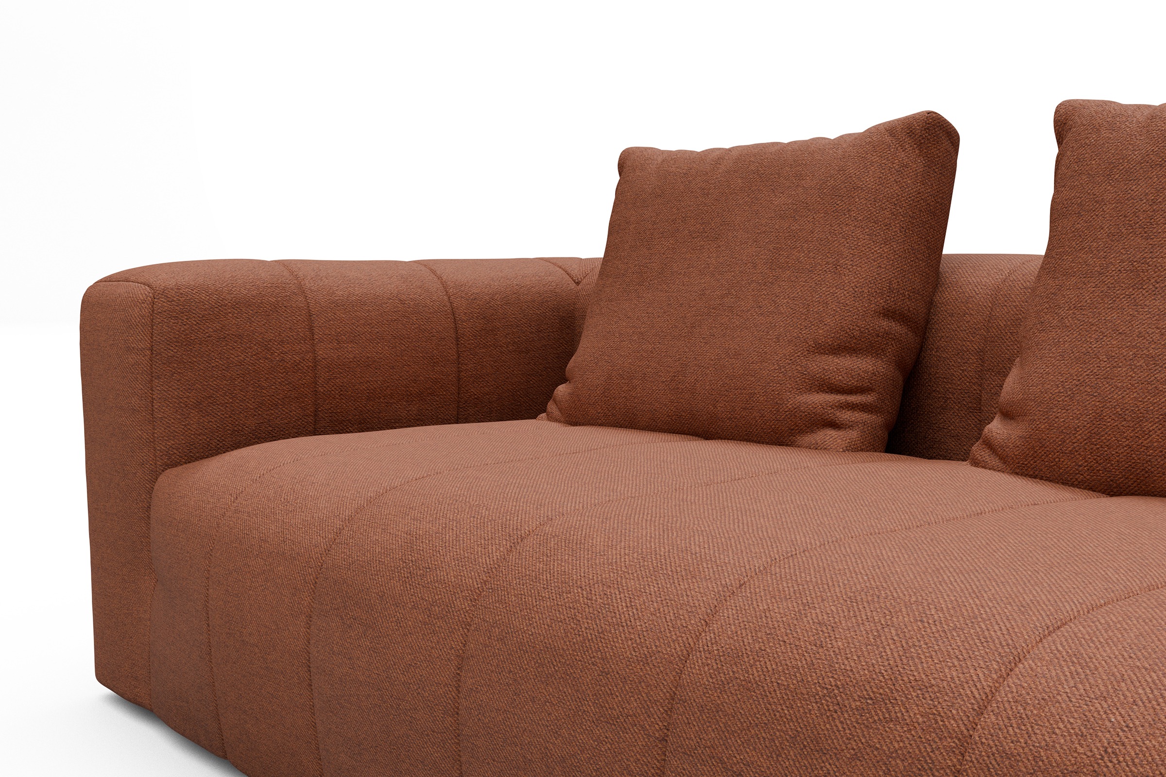 Ecksofa Hugo 2,5-Sitzer Armlehne links mit Chaiselongue Weda-Rust
