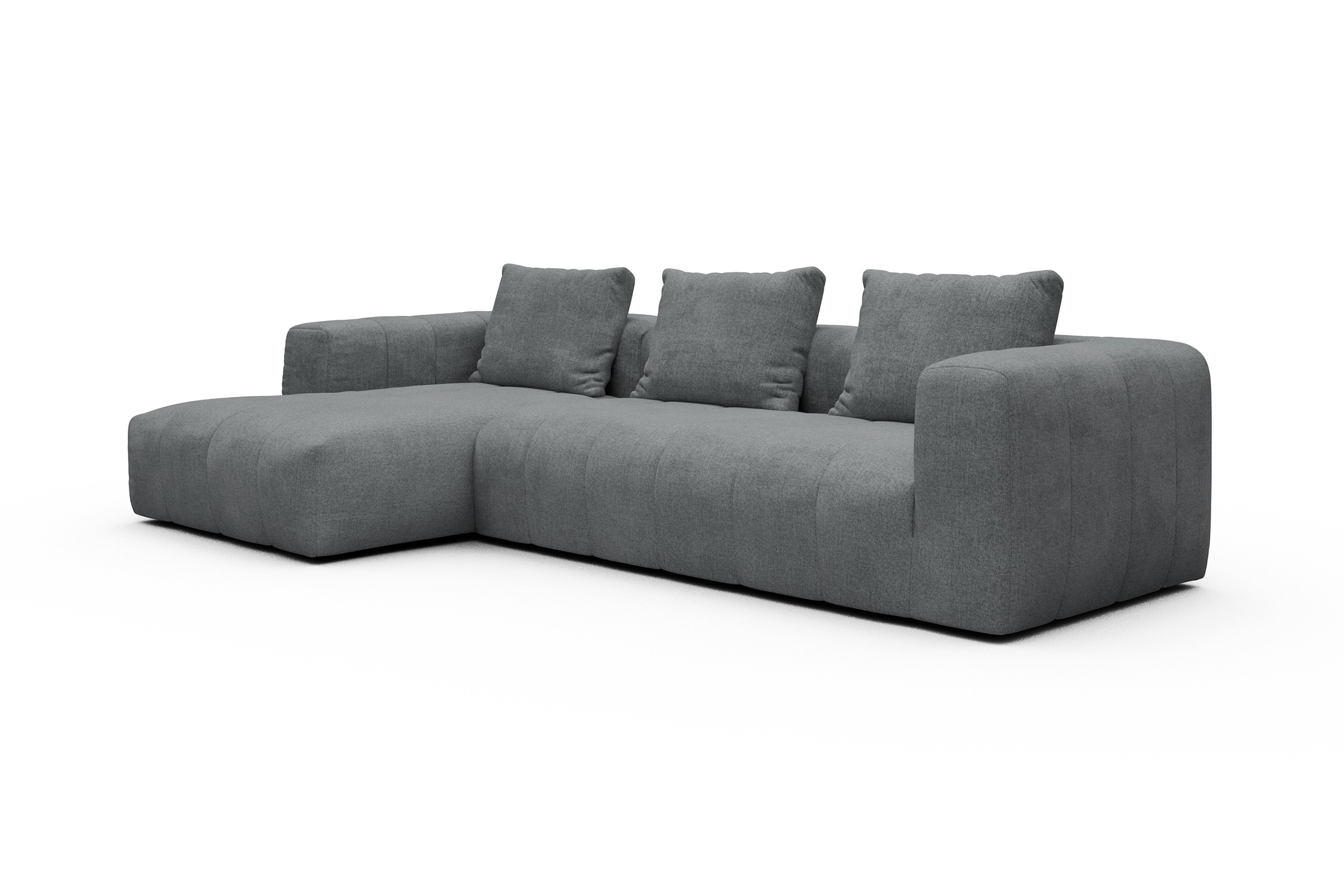 Ecksofa Hugo 2,5-Sitzer Armlehne rechts mit Chaiselongue Casone-Gravel-Grey