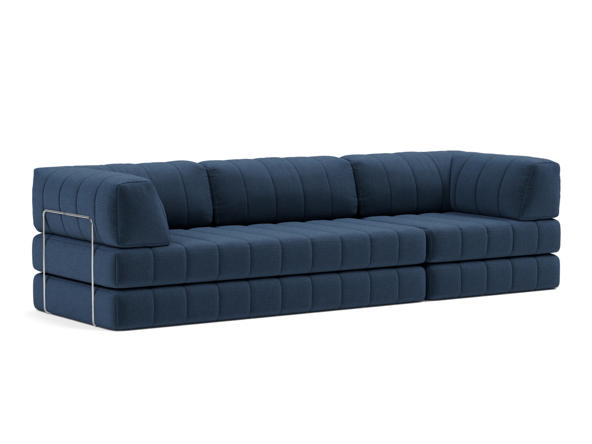 Schlafsofa CozyPad Grand mit Armlehnen Chenille Esina 414-Indigo-Blue