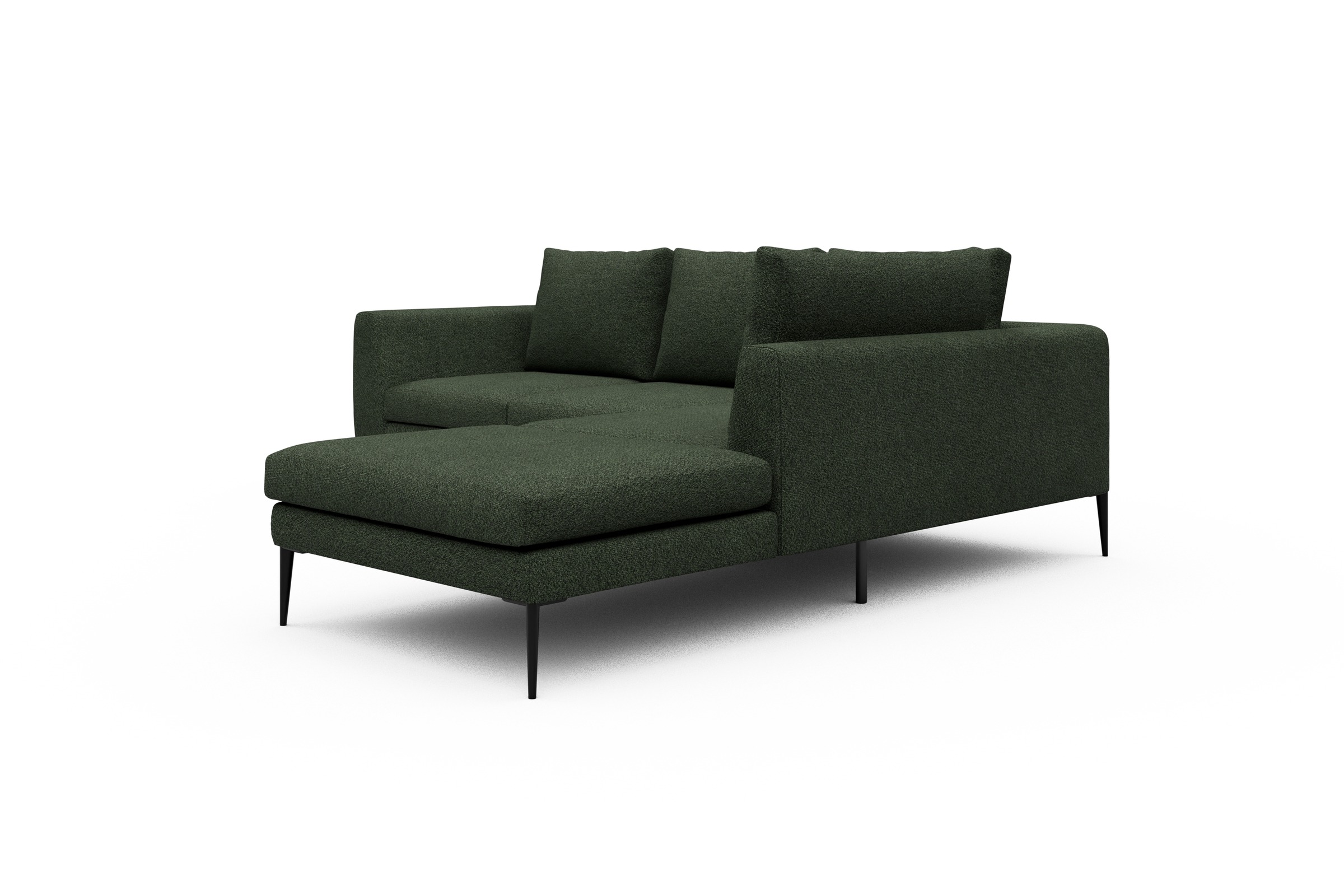 Ecksofa Paul Relax-Ecke rechts mit 2-Sitzer Vanora-Deep-Green
