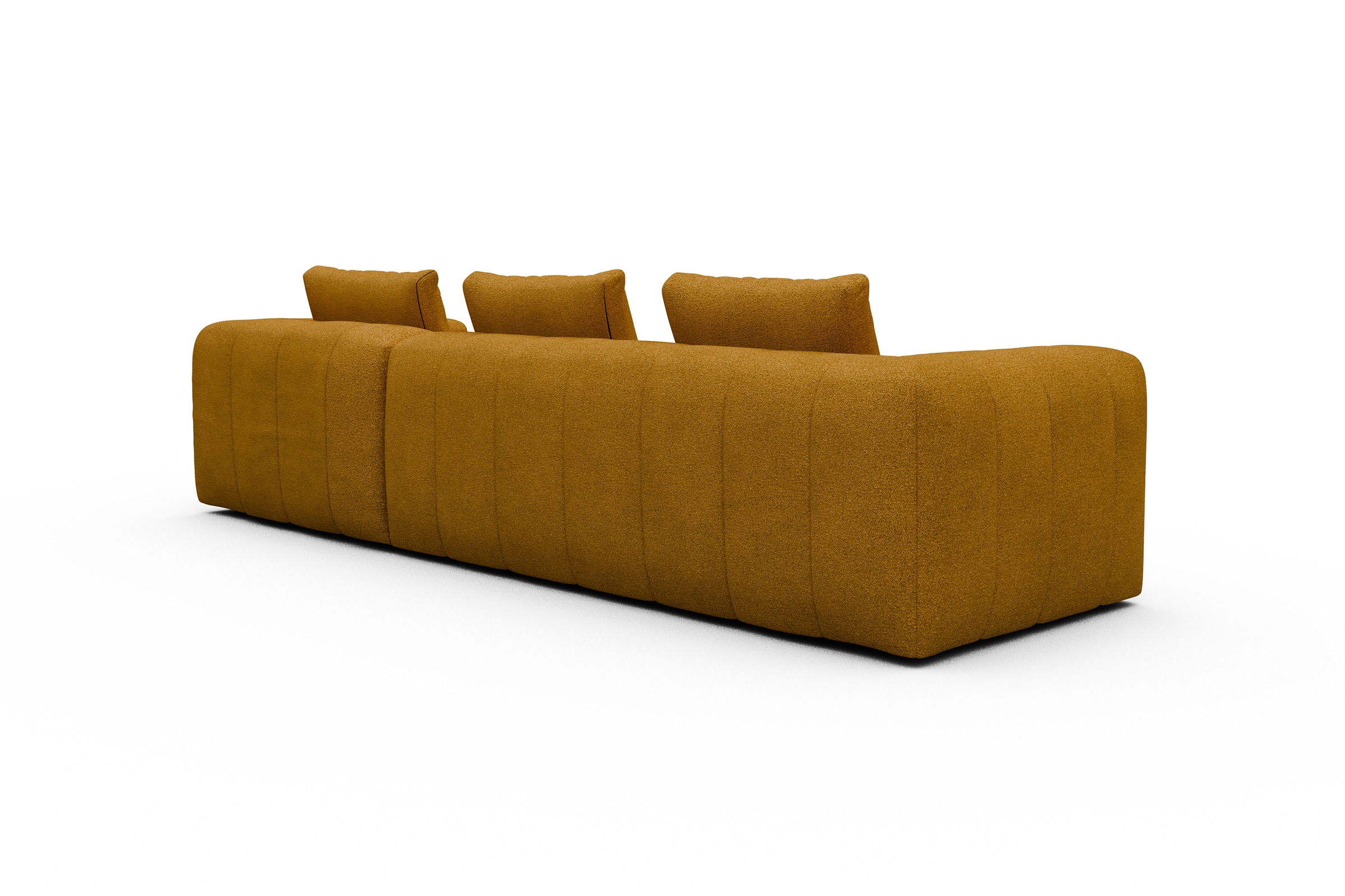 Ecksofa Hugo 2,5-Sitzer Armlehne links mit Chaiselongue Boucle-Ochre