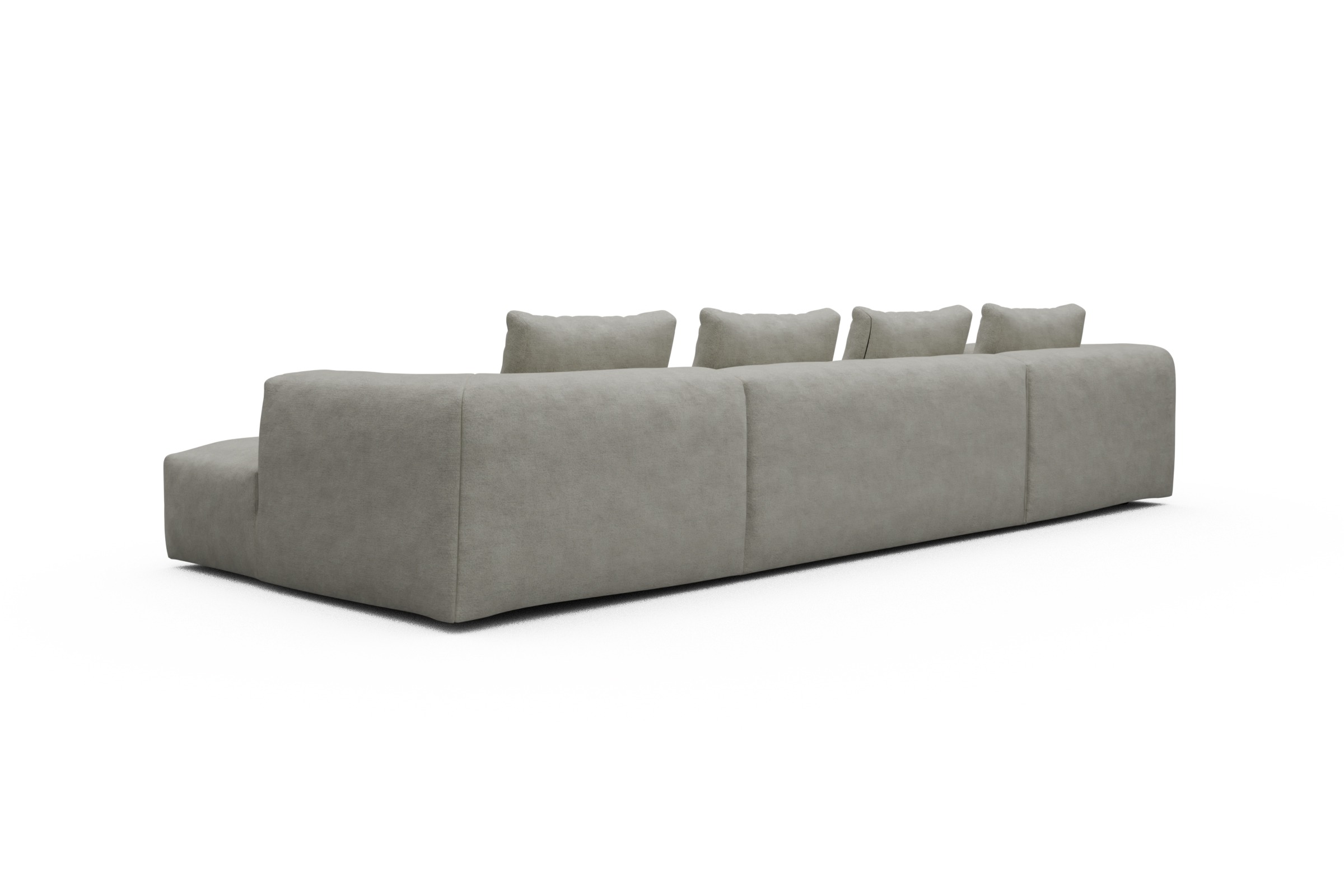 Wohnlandschaft Fred mit 2-Sitzer und Chaiselongue beidseitig Carreno-Moon-Stone-White
