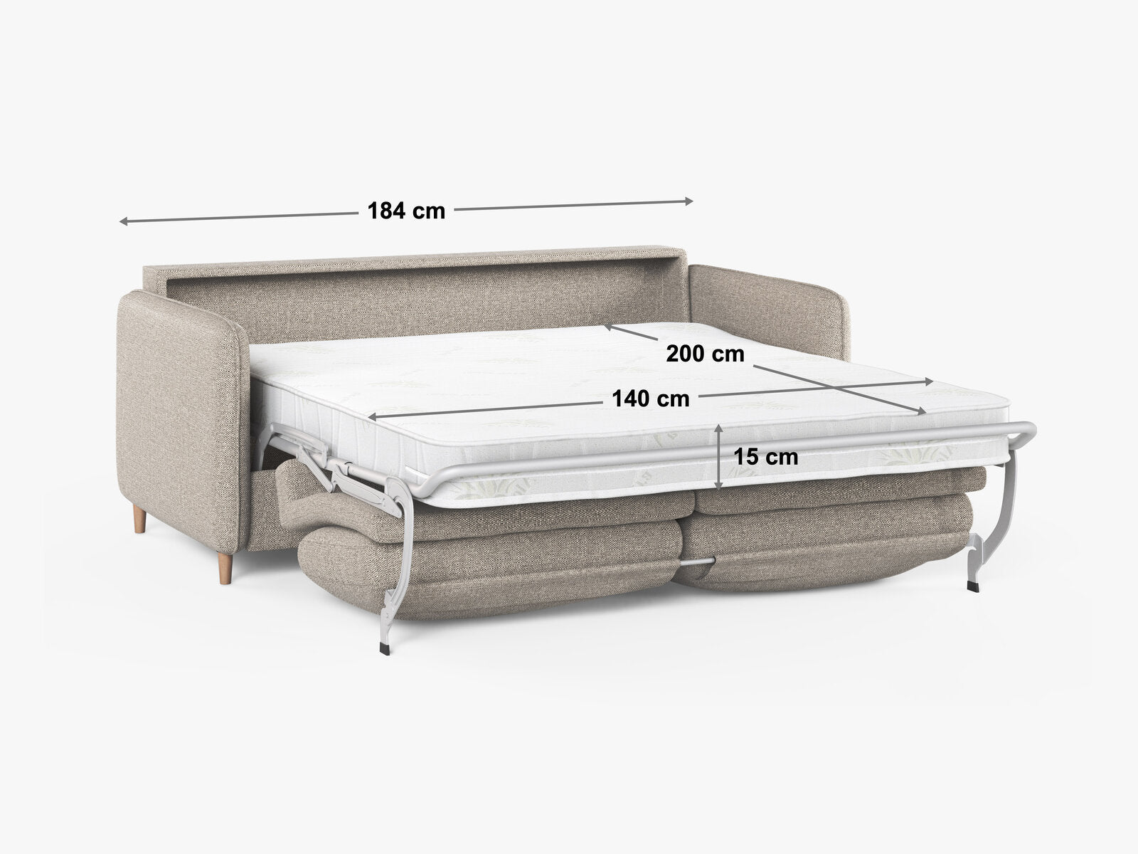 Micadoni Sofa mit Schlaffunktion Simo 3-Sitzer Strukturierter Stoff Babel Dunkelblau
