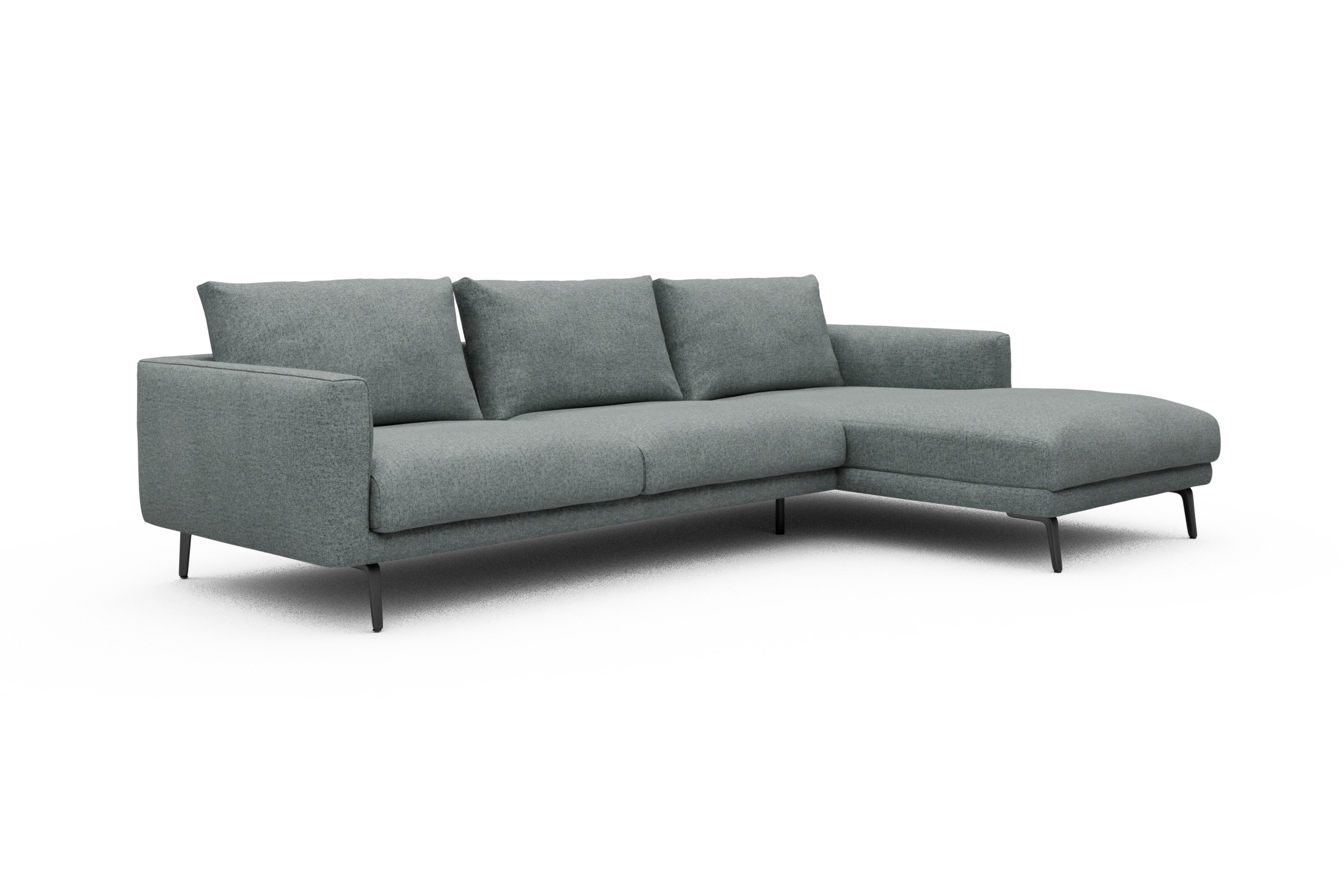 Ecksofa Karl Chaiselongue rechts mit 2,5-Sitzer Casone-Light-Mixed-Green