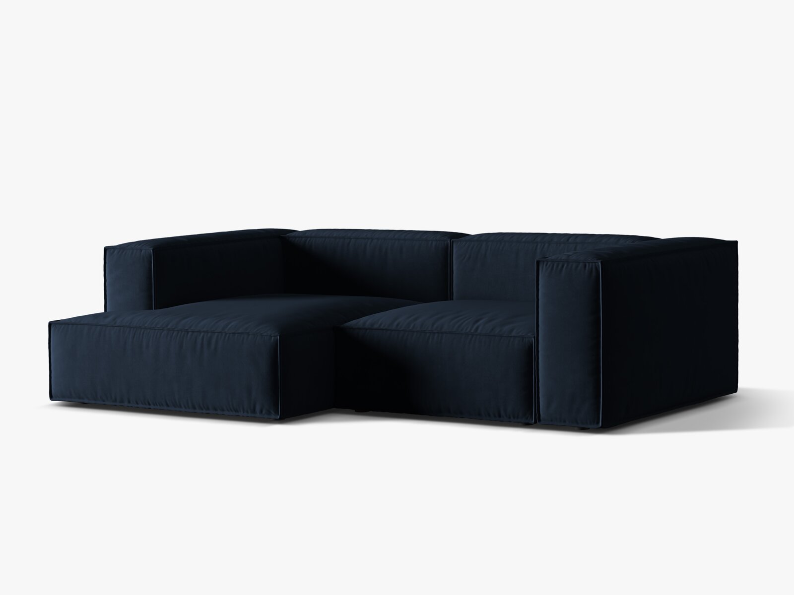 Micadoni Ecksofa Nuria 3-Sitzer Links Samt Dunkelblau