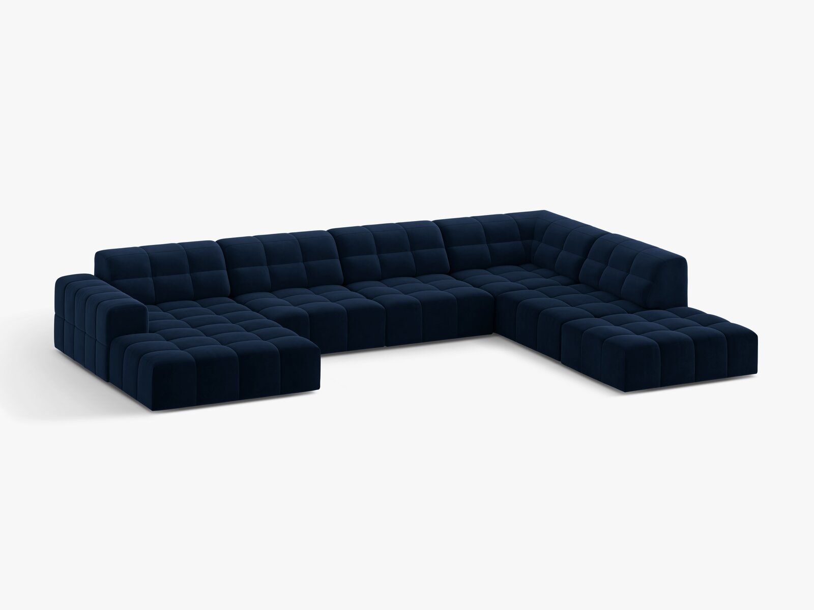 Micadoni Panorama Ecksofa Jennifer 7-Sitzer Rechts Samt Bluvel Königsblau