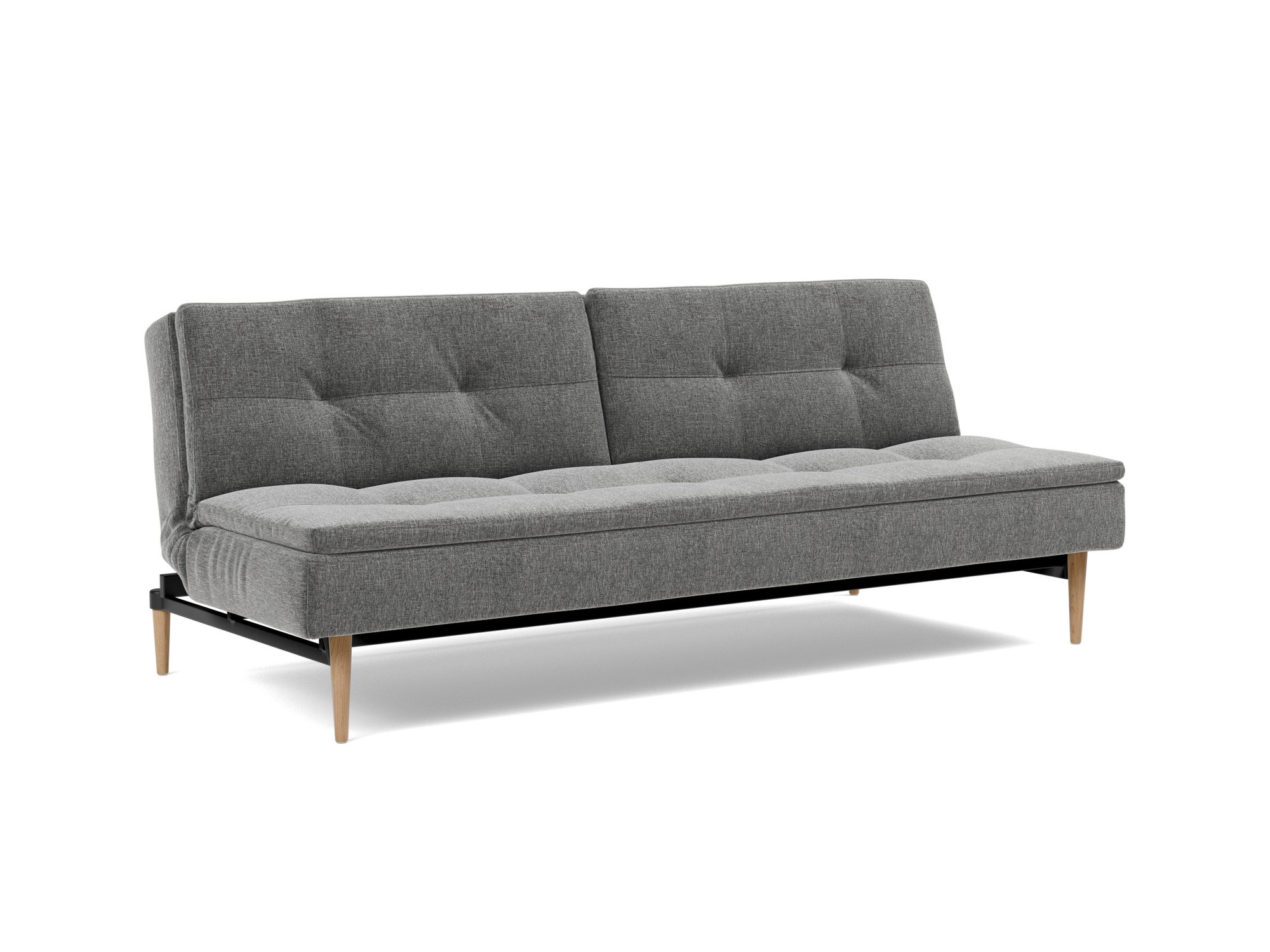 Schlafsofa Dublexo Strukturierter Stoff Twist 563-Charcoal Beine Styletto Eiche hell