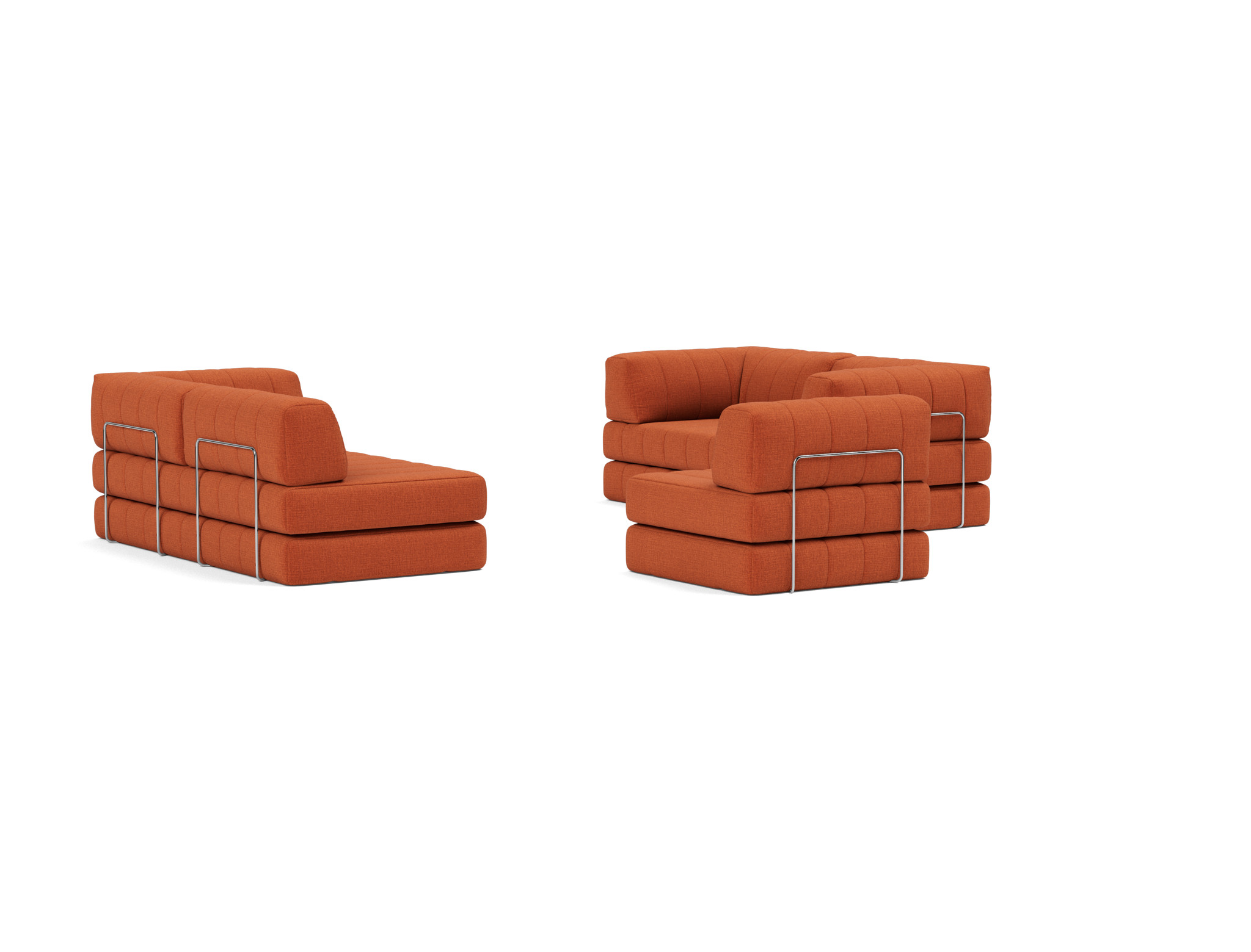 Eck-Schlafsofa CozyPad mit Armlehnen Chenille Esina 412-Rust-Orange