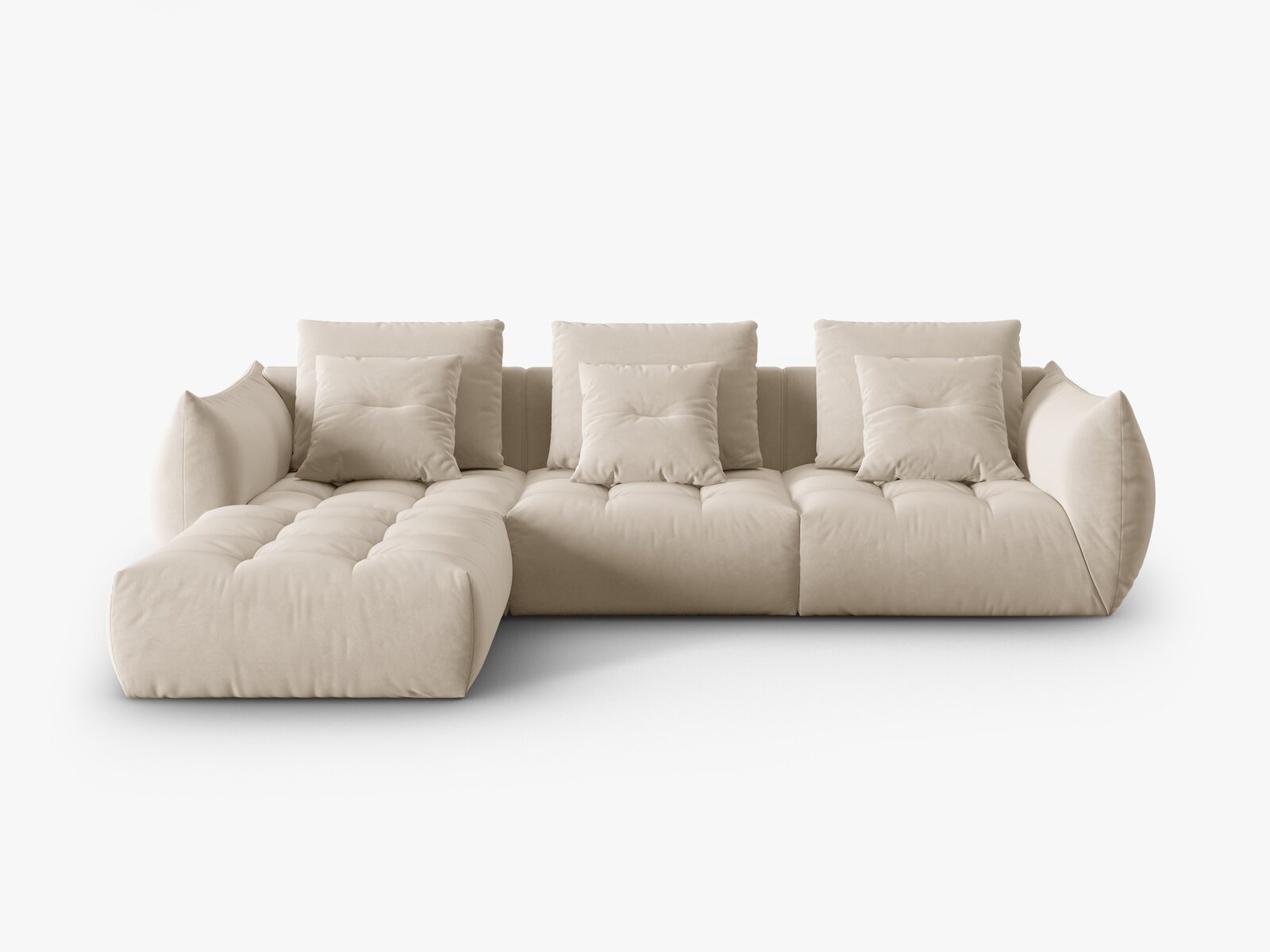 Micadoni Ecksofa Bloom 2-Sitzer Samt Ecru