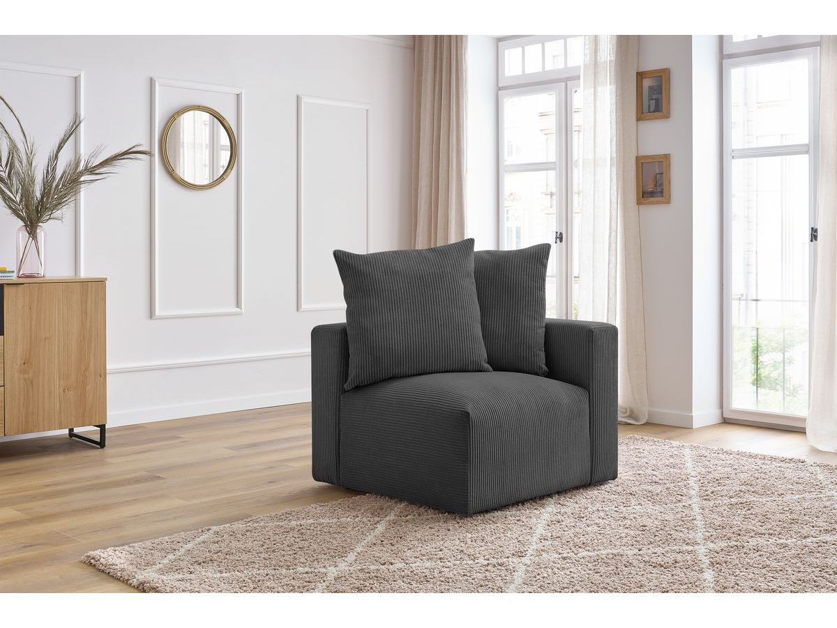 Bobochic Voltaire Eckmodul Cordsamt Dunkelgrau Ecke rechts