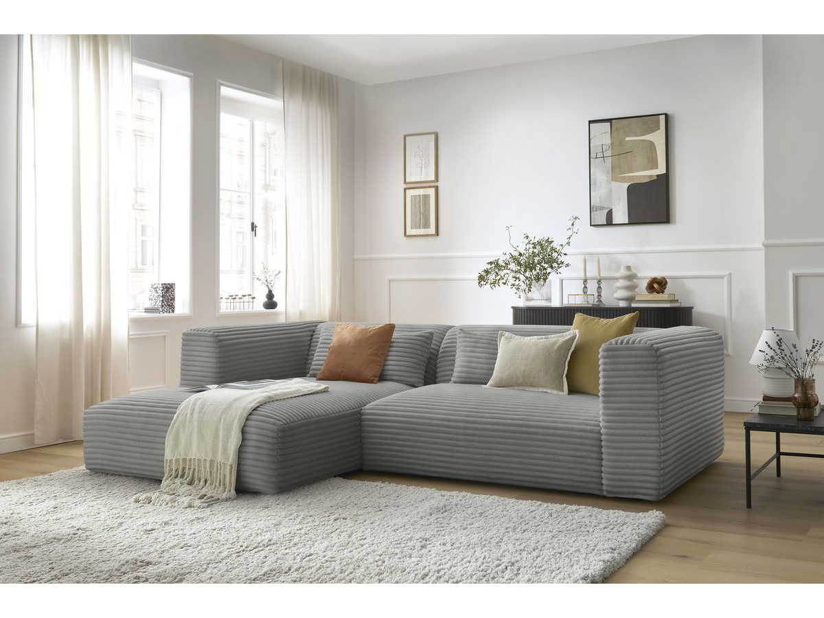 Bobochic Harry Ecksofa Breitcord weich Dunkelgrau Ecke links