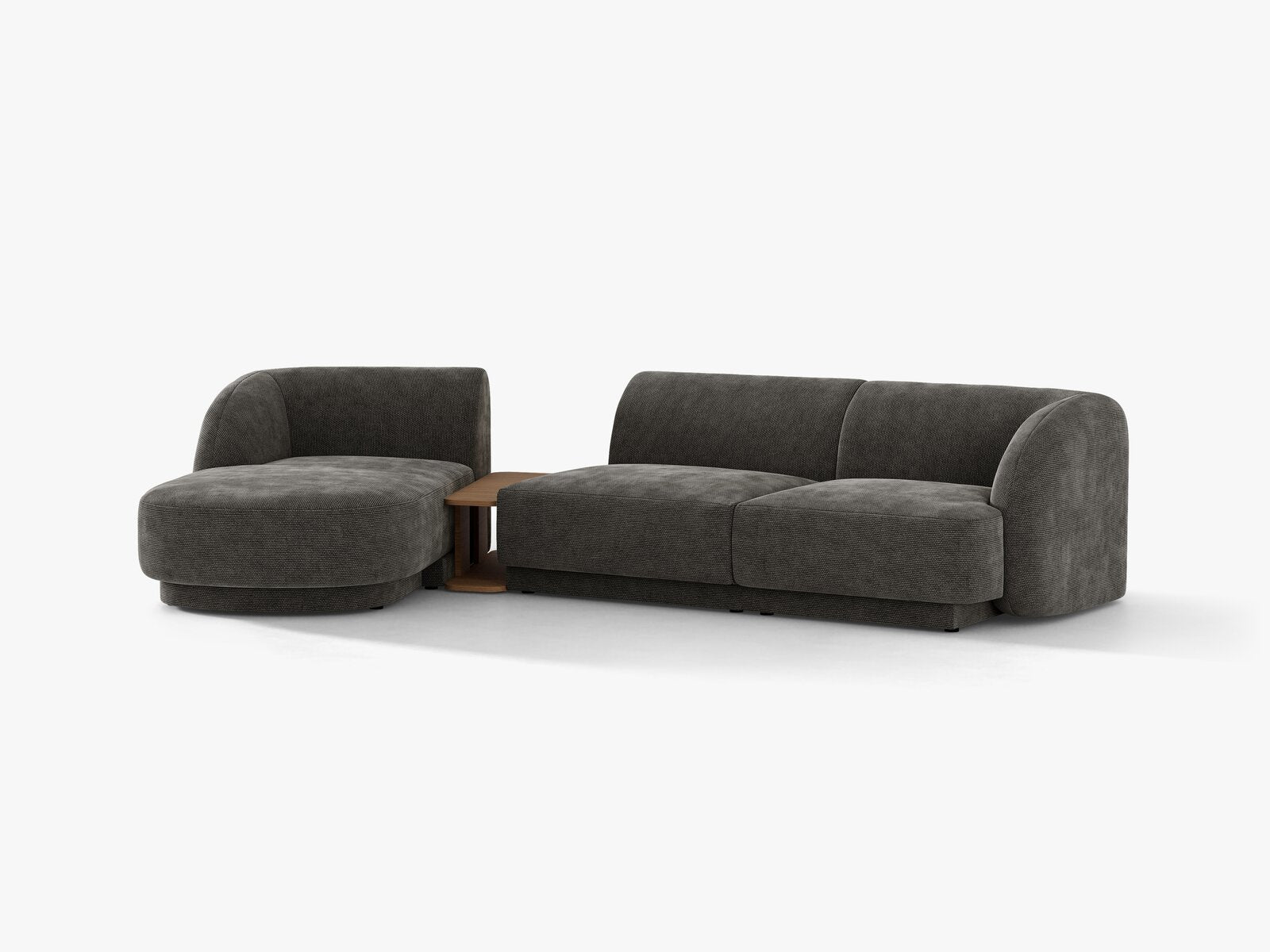 Micadoni Modulares Sofa Miley mit Recamiere 3-Sitzer Links Chenille Haga Grau