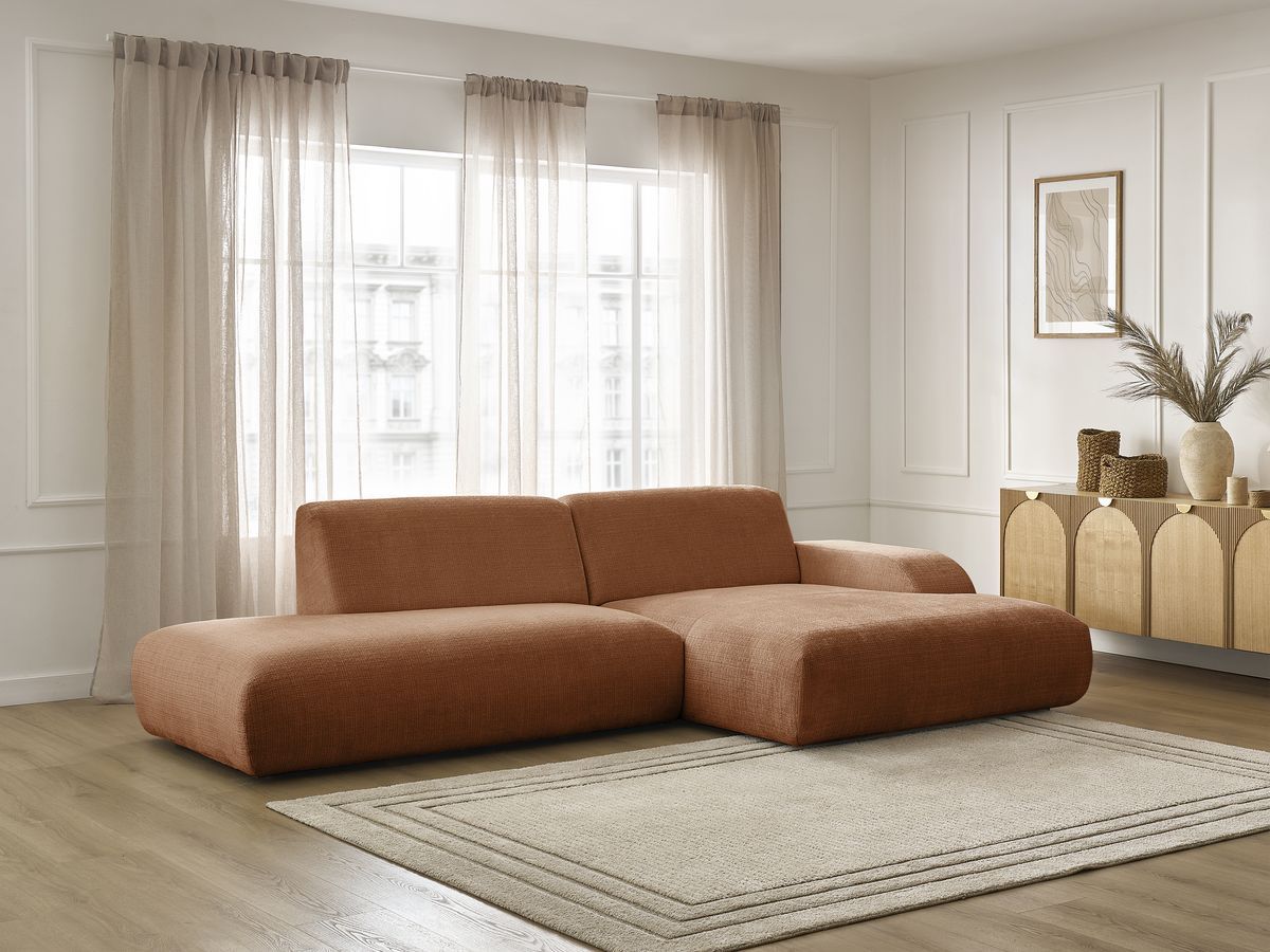 Bobochic Sirius Ecksofa 300 × 170 cm Strukturstoff Orange Ecke rechts
