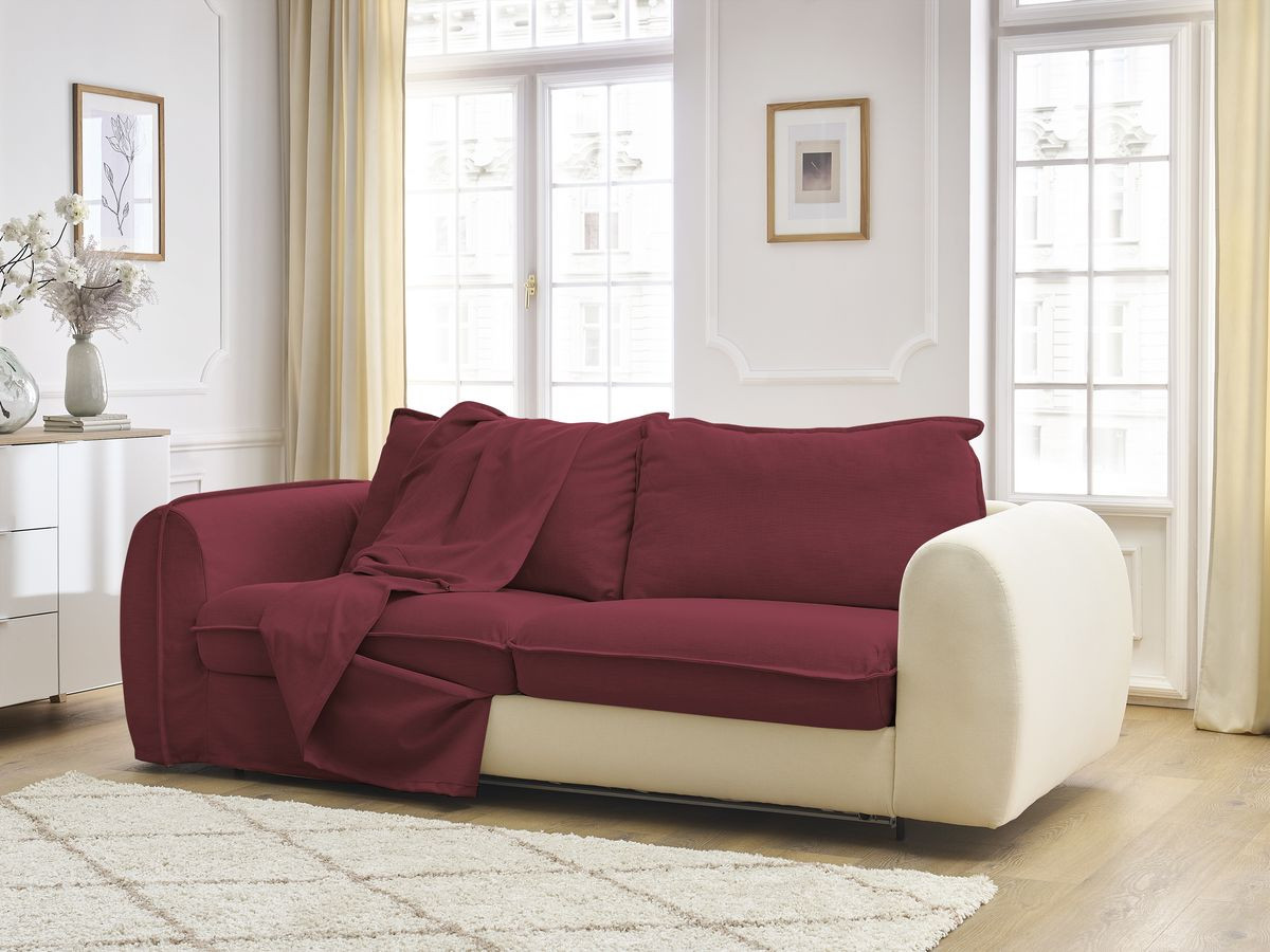 Bobochic Archimede Schlafsofa 3-Sitzer Stoff Rot, Liegefläche 160 × 194 cm