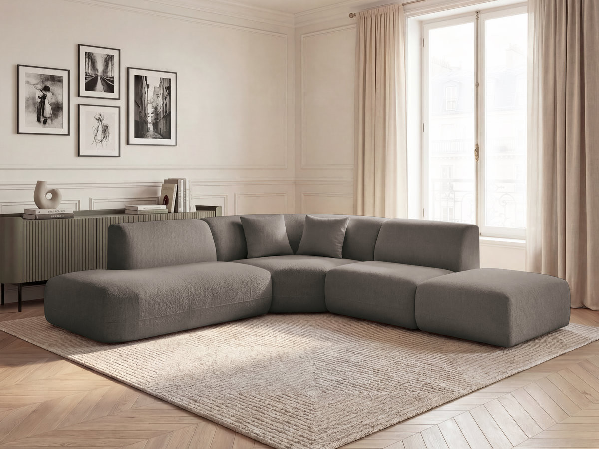 Bobochic Anda Ecksofa 279 × 264 cm Chenille Taupe Ecke links