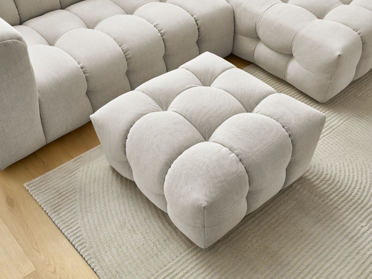 Bobochic Cloud Ecksofa mit Pouf 288 × 184 cm Stoff Beige Ecke rechts