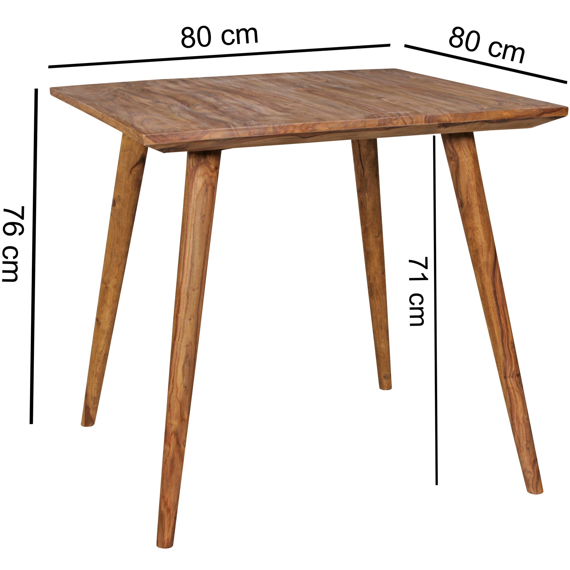 Esstisch Bindal Massivholz Dunkelbraun 80 × 80 cm