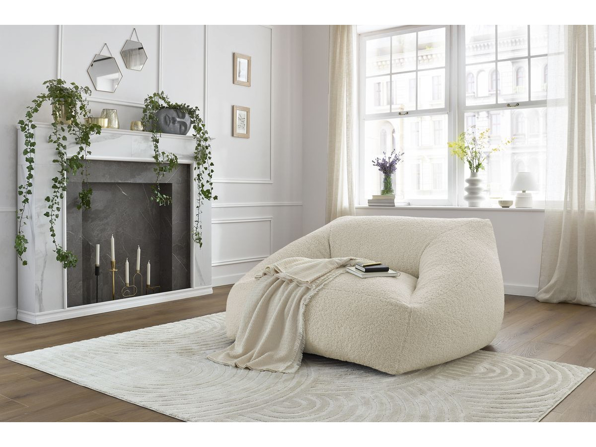 Bobochic Lilibet Pouf Bouclé-Stoff Beige