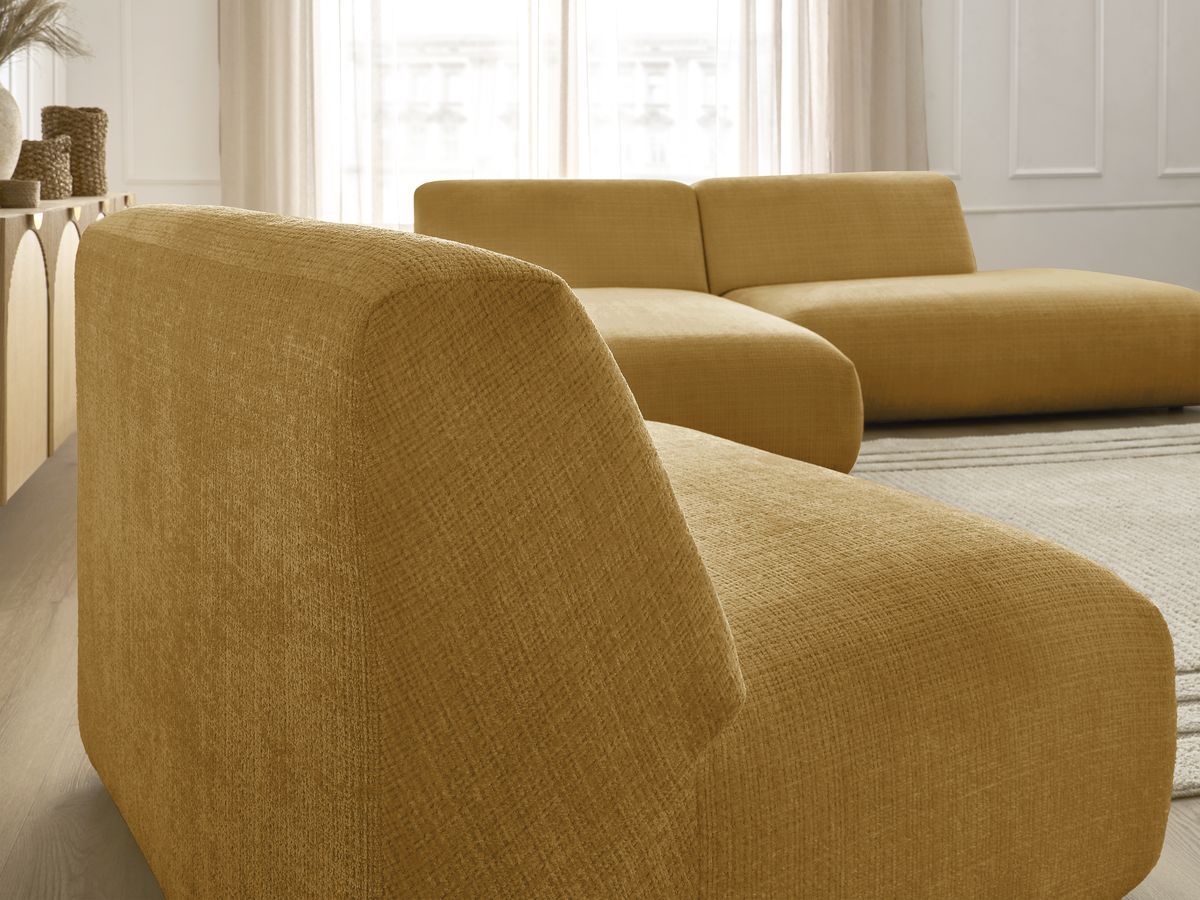 Bobochic Sirius Ecksofa 405 × 170 cm Strukturstoff Gelb Ecke links