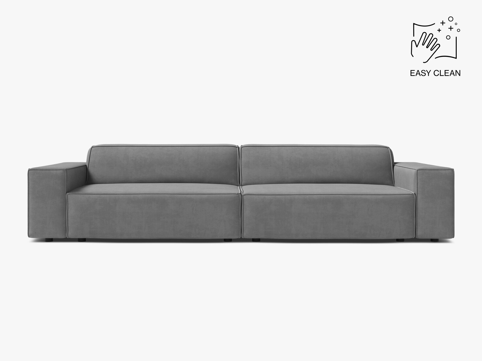 Micadoni Sofa Jodie 4-Sitzer Samt Venus Hellgrau