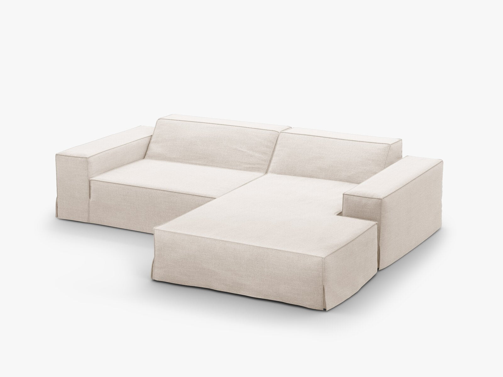 Micadoni Ecksofa Jodie 3-Sitzer Rechts Strukturierter Stoff Lins Beige