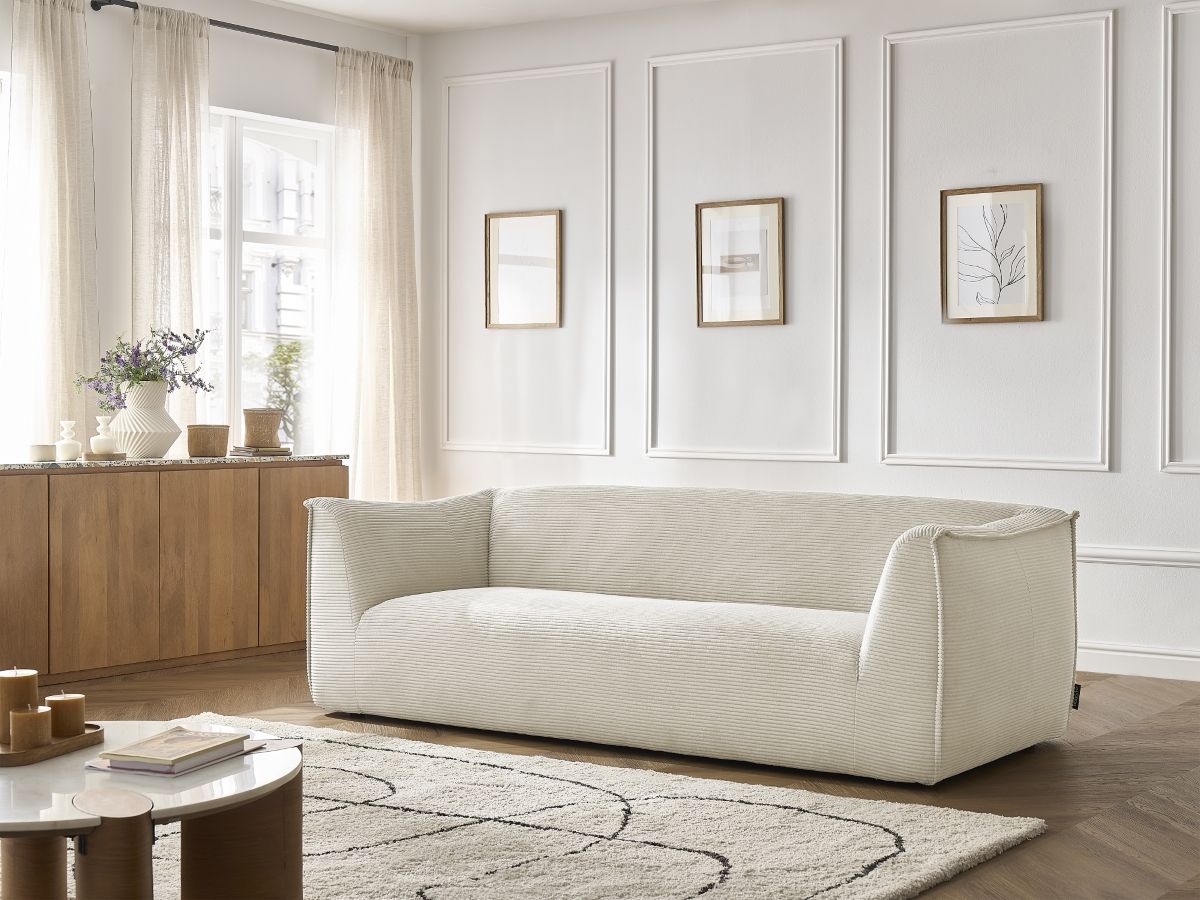 Bobochic Giorgia Sofa 3-Sitzer Cordsamt Beige