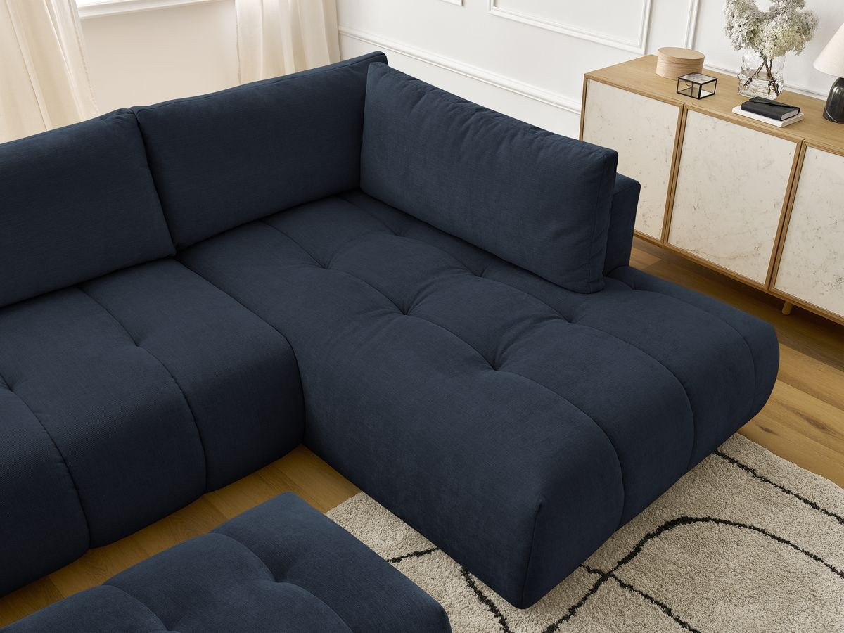 Bobochic Fuji Wohnlandschaft mit Pouf Stoff Dunkelblau Ecke links