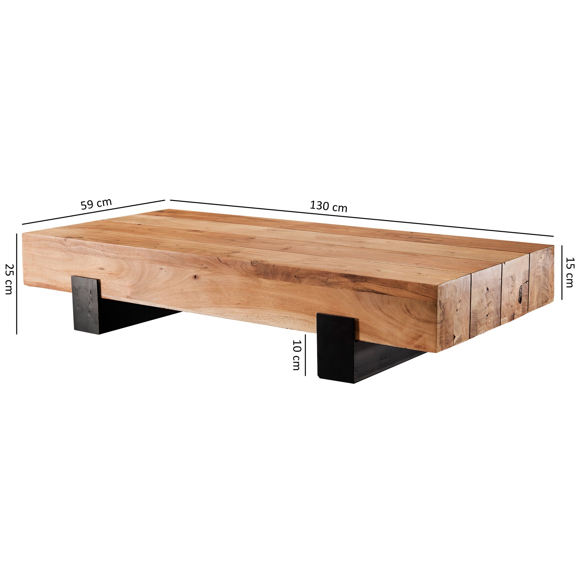 Couchtisch Bredebro Akazie Massivholz 130 × 59 × 25 cm