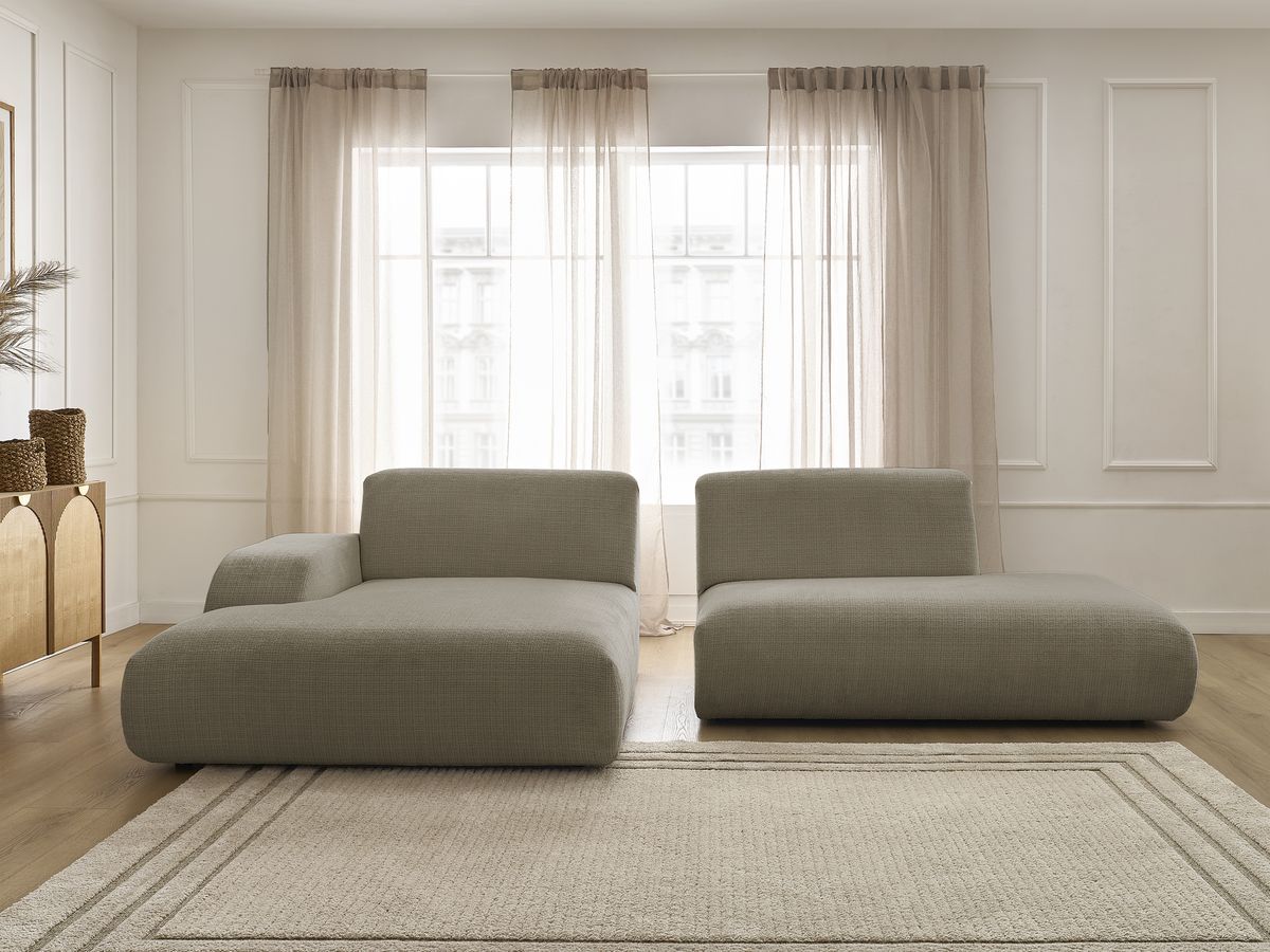 Bobochic Sirius Ecksofa 300 × 170 cm Strukturstoff Taupe Ecke links