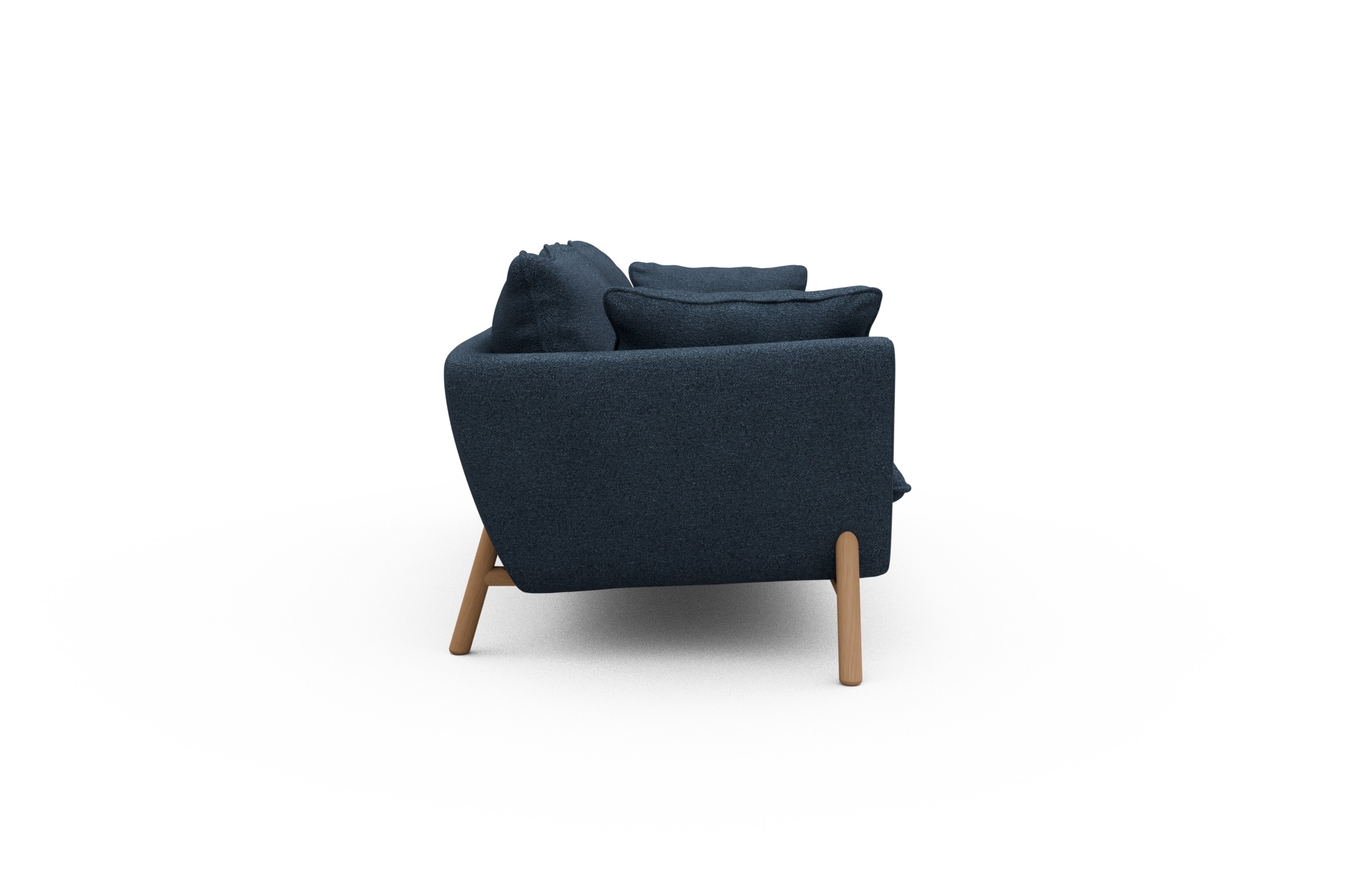 Sofa Emil PREMIUM 3-Sitzer Beinfarbe Eiche Natur Boucle-Blue