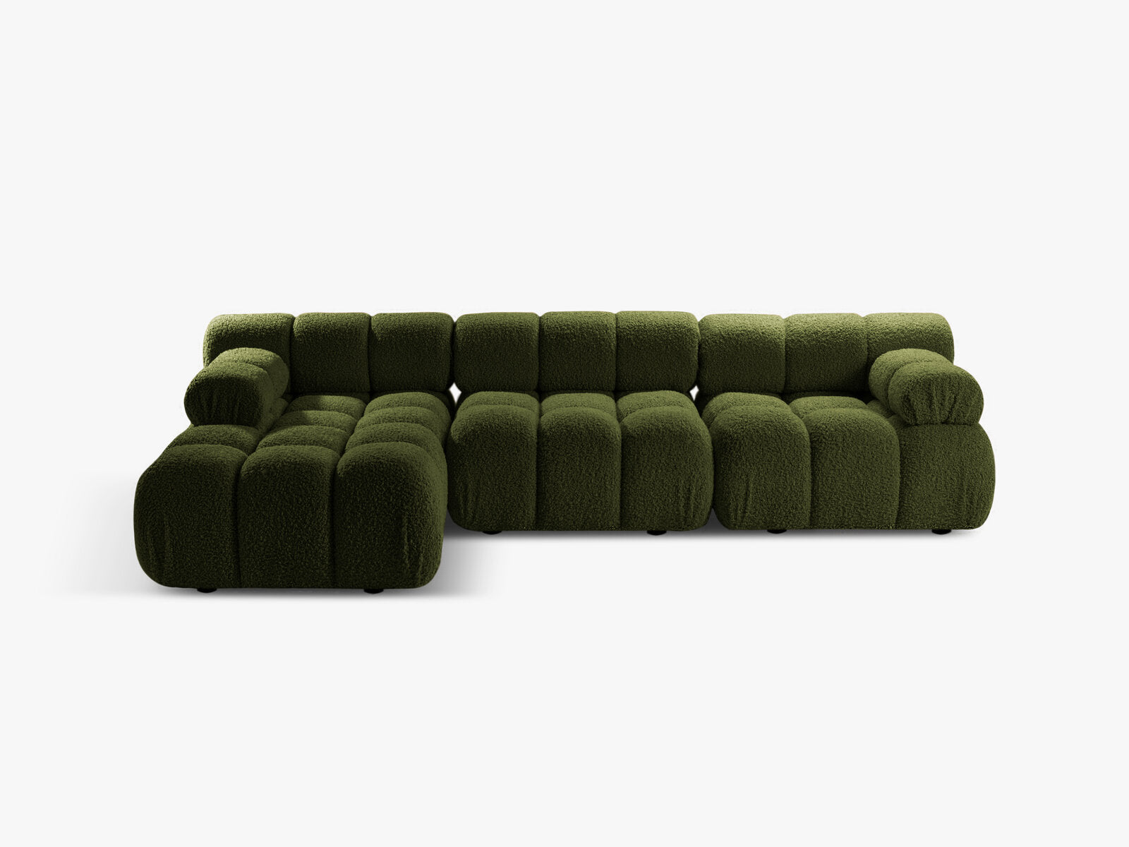 Micadoni Modulares Ecksofa Bellis 4-Sitzer Links Boucle Rolf Grün