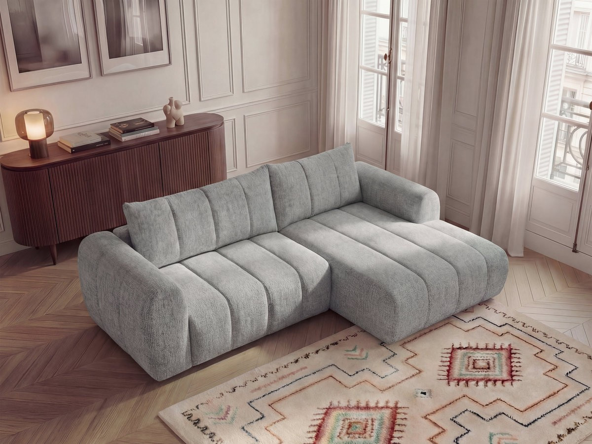 Bobochic Nesty Ecksofa 272 cm Melange-Stoff Hellgrau Ecke rechts