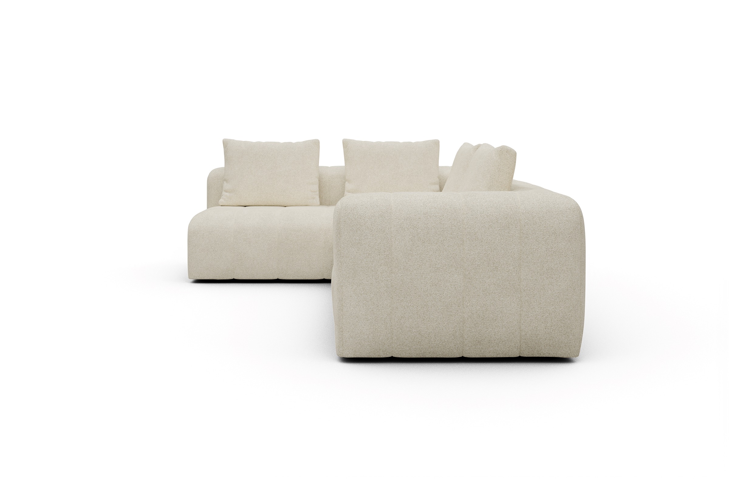 Ecksofa Hugo 2x 2,5-Sitzer Armlehne rechts Boucle-Off-White