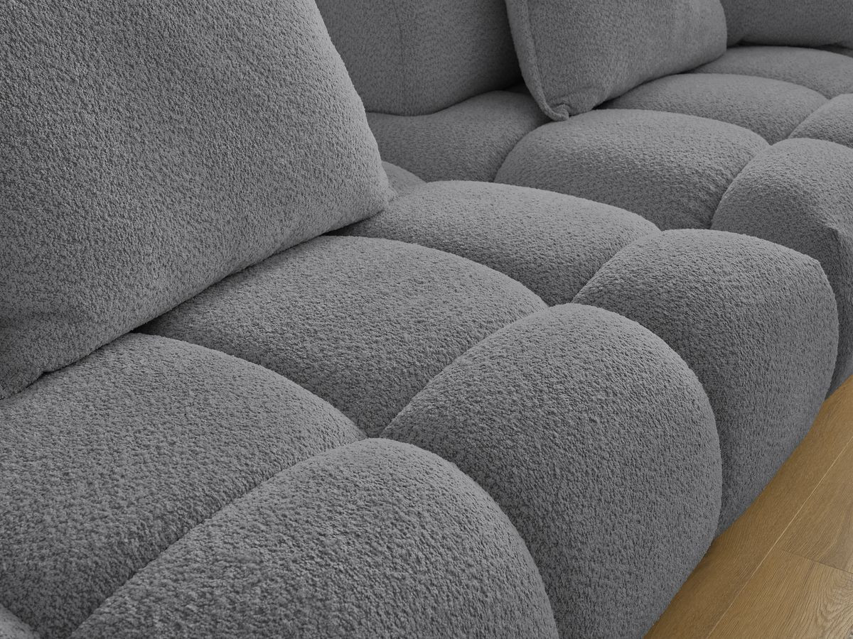 Bobochic Alya Sofa 4-Sitzer Bouclé-Stoff Dunkelgrau